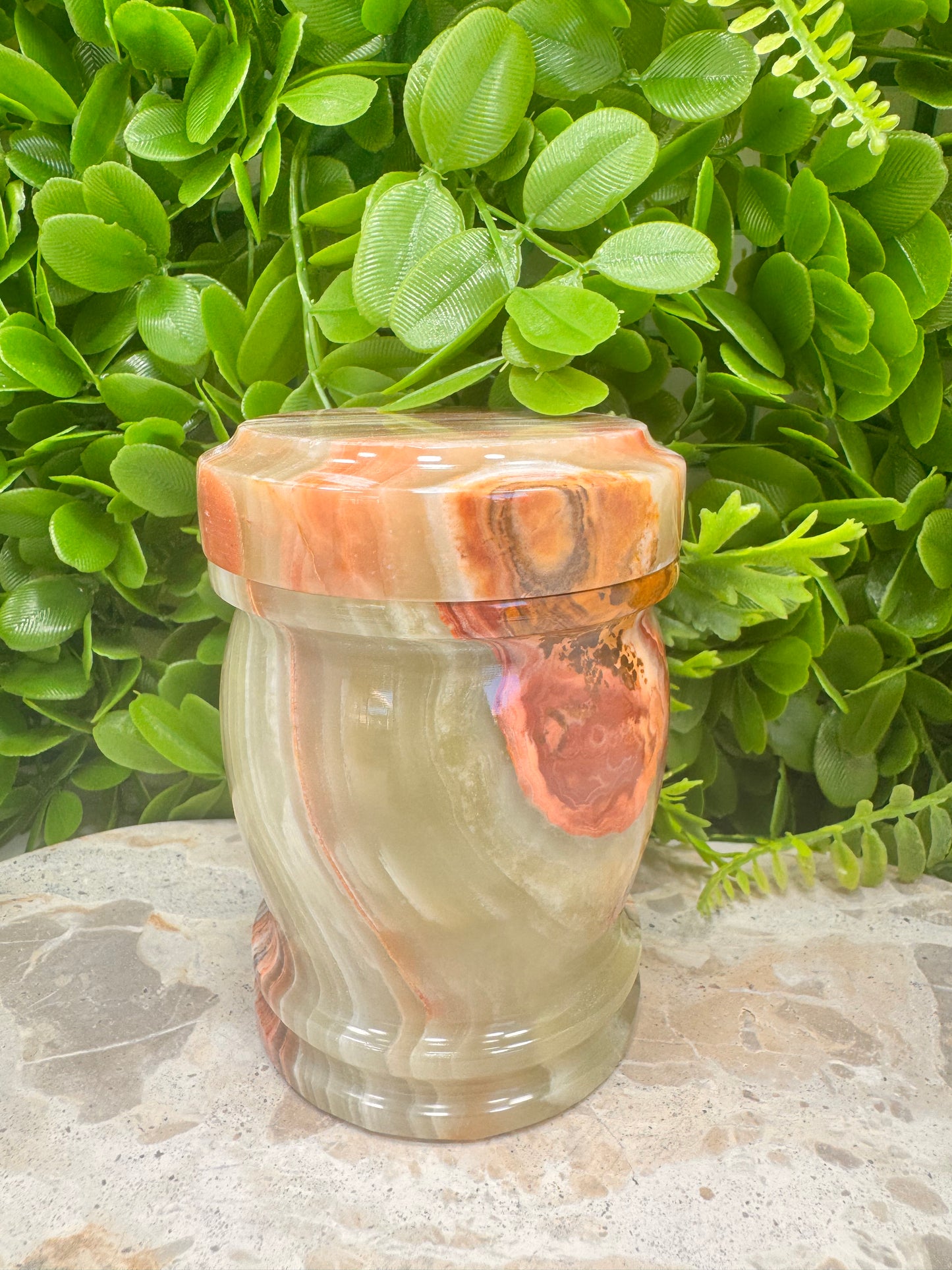 Green Banded Onyx Jar with lid 2 pce 570g