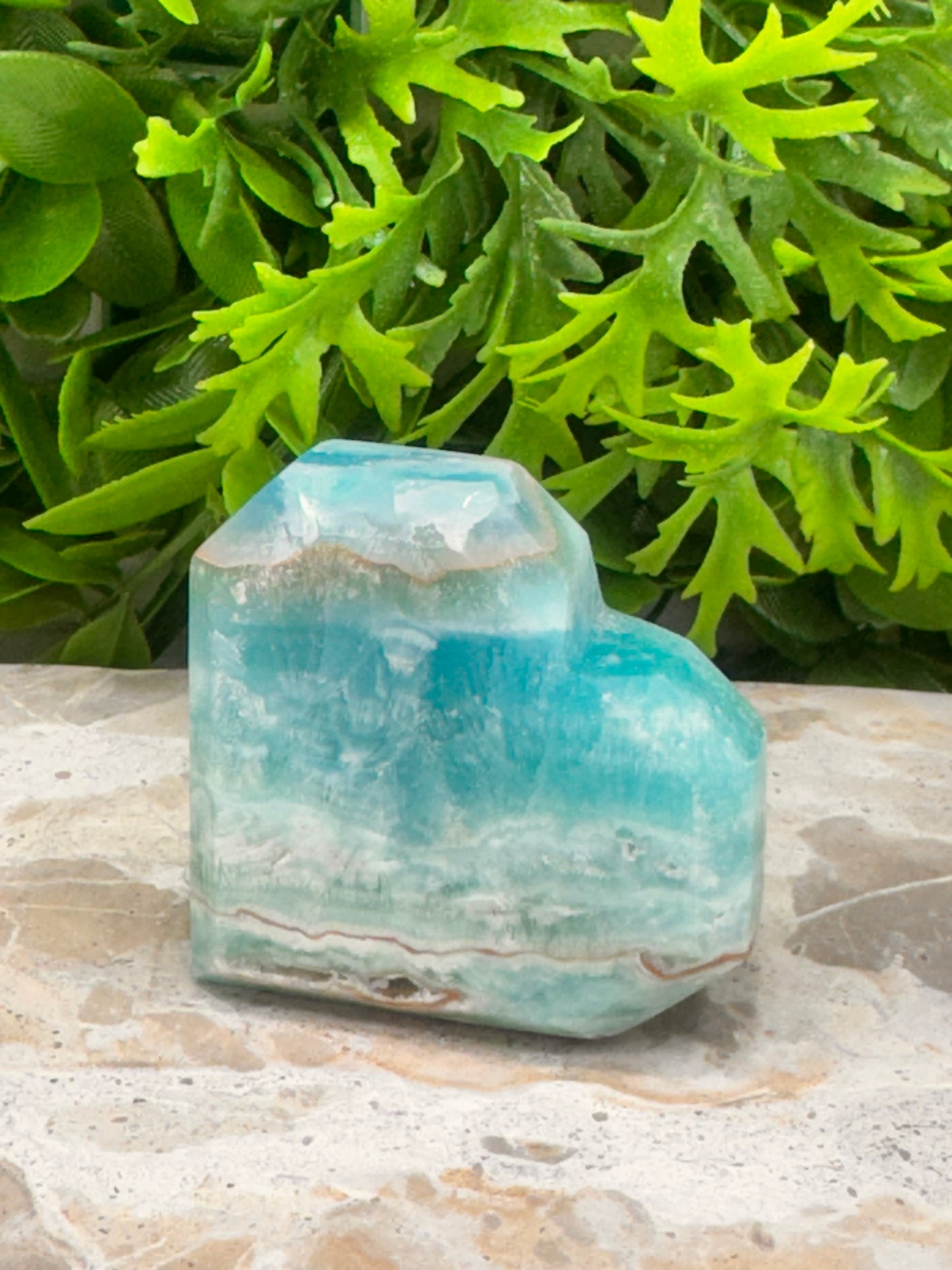 Blue Aragonite Faceted Heart 160g