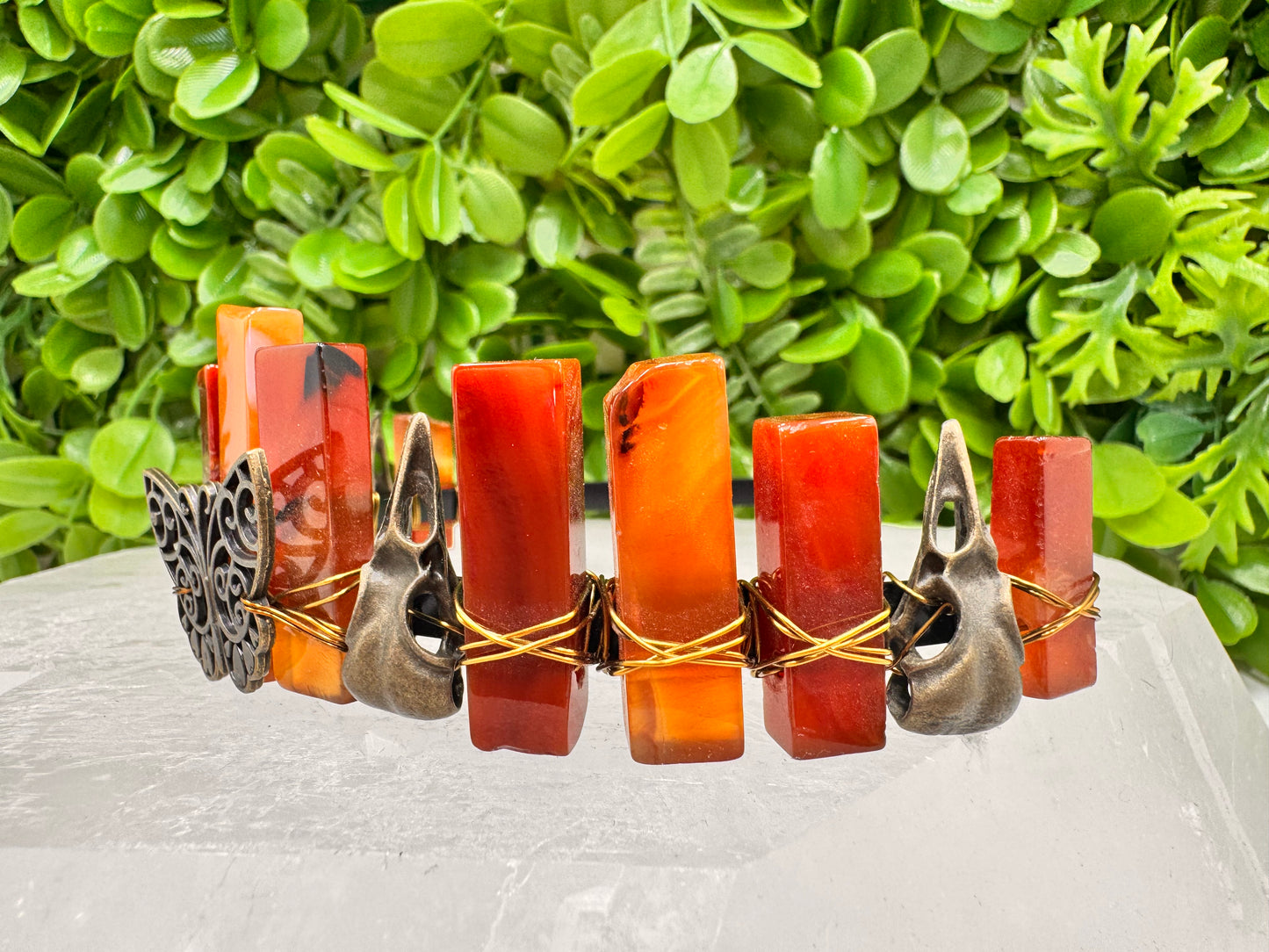 Carnelian Butterfly Raven Tiara 110g