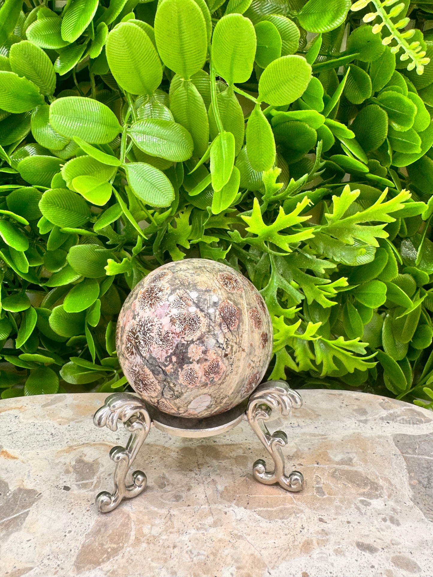 Russian Flower Agate Sphere 216g