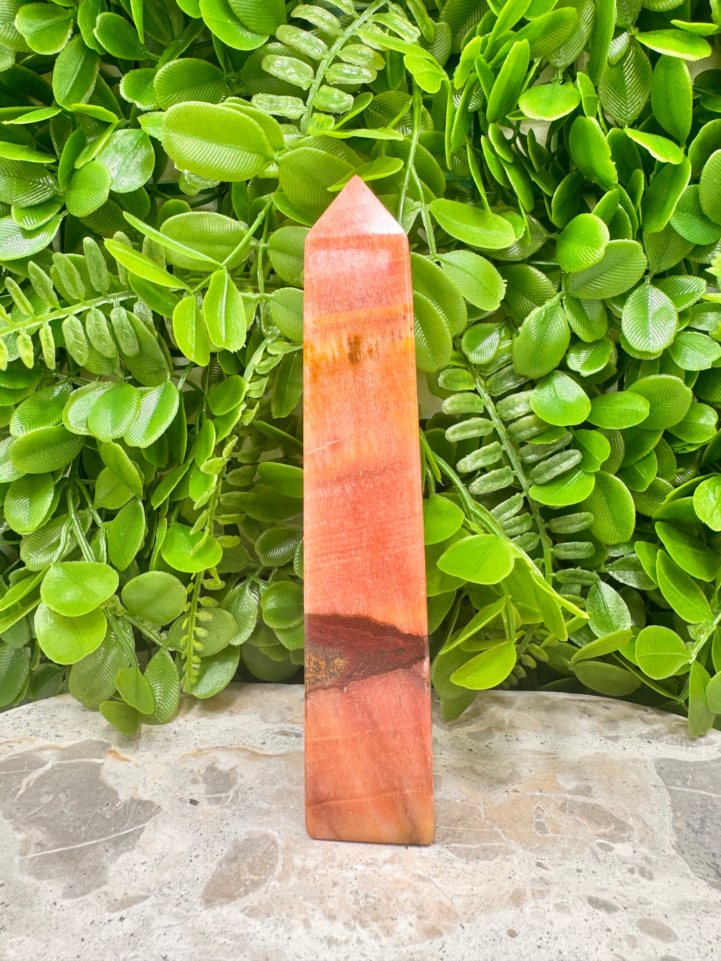 Peach Banded Calcite Tower 326g