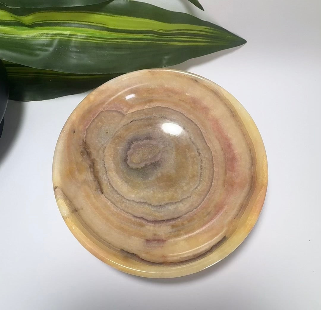 Peach Banded Calcite Bowl 464g