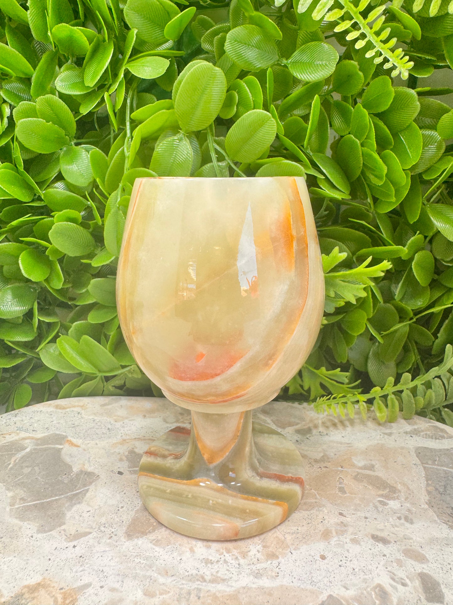 Green banded Onyx Wine Goblet 440g
