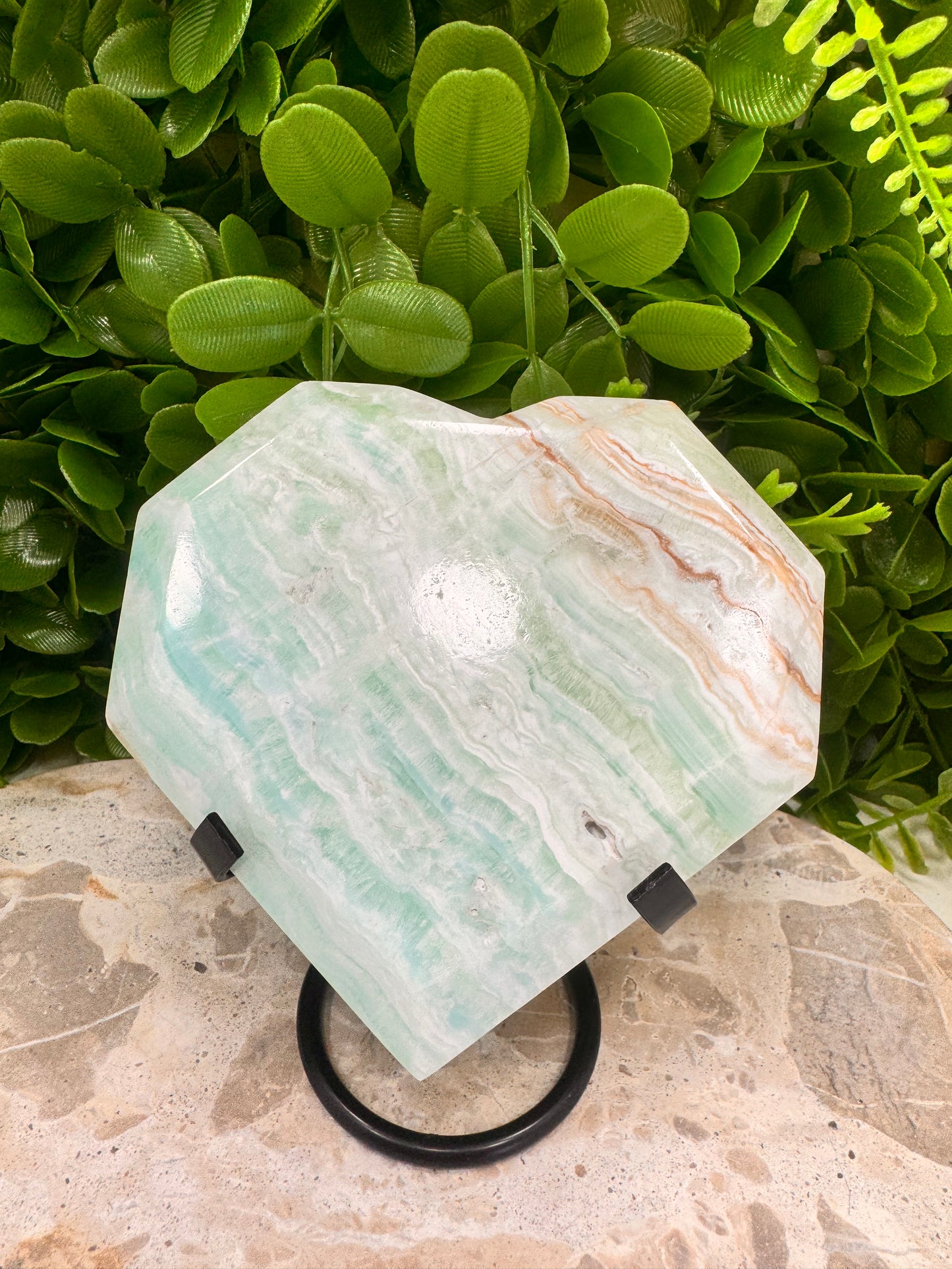 Caribbean Calcite Faceted Heart 566g