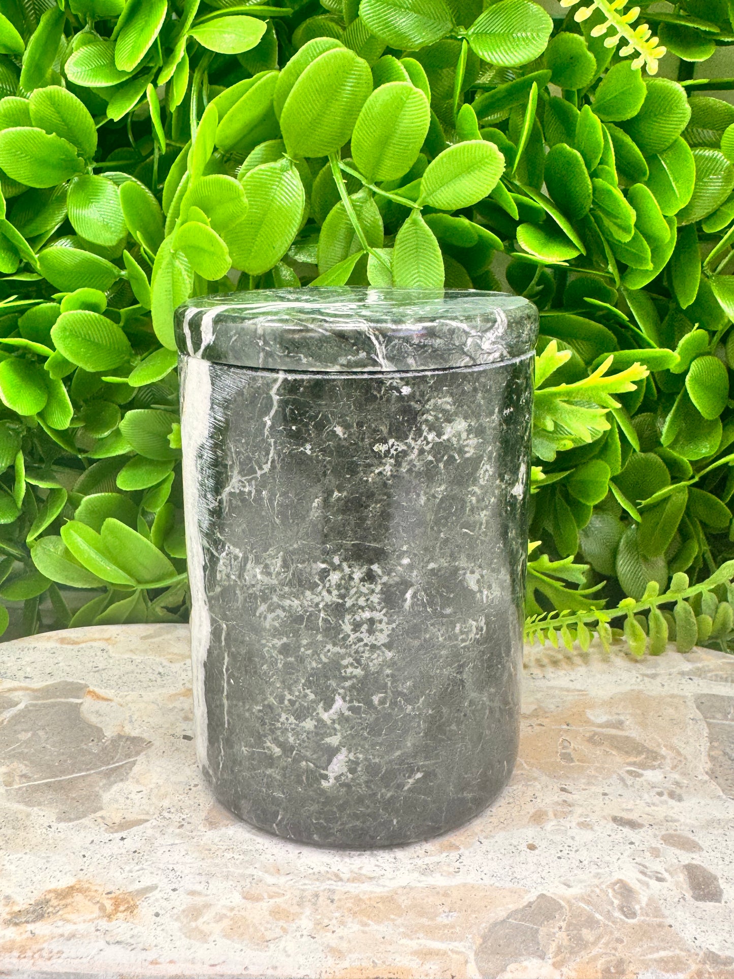 Black Zebra Jasper Jar with lid 2 pce 598g