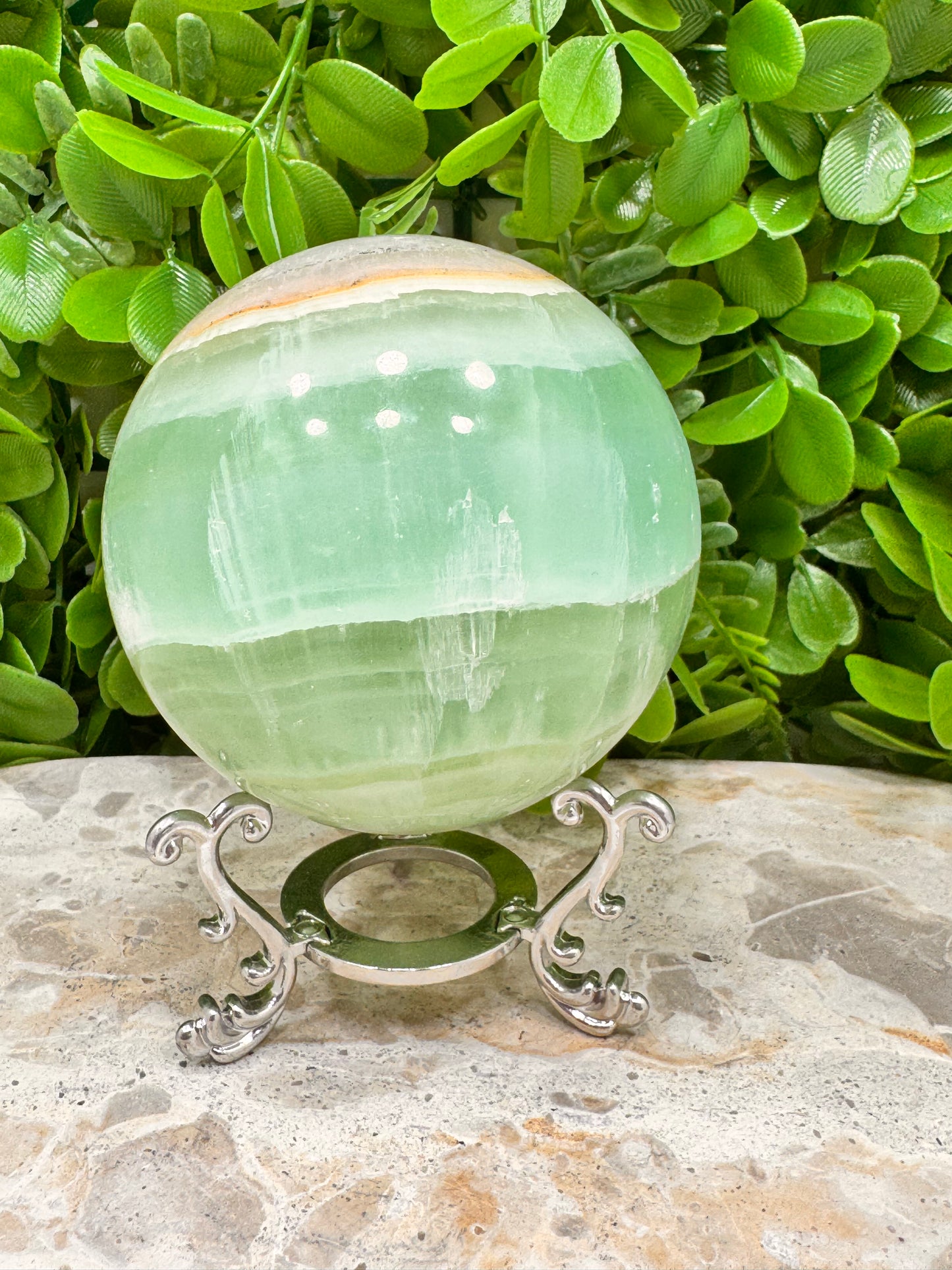 Pistachio Calcite Sphere 834g