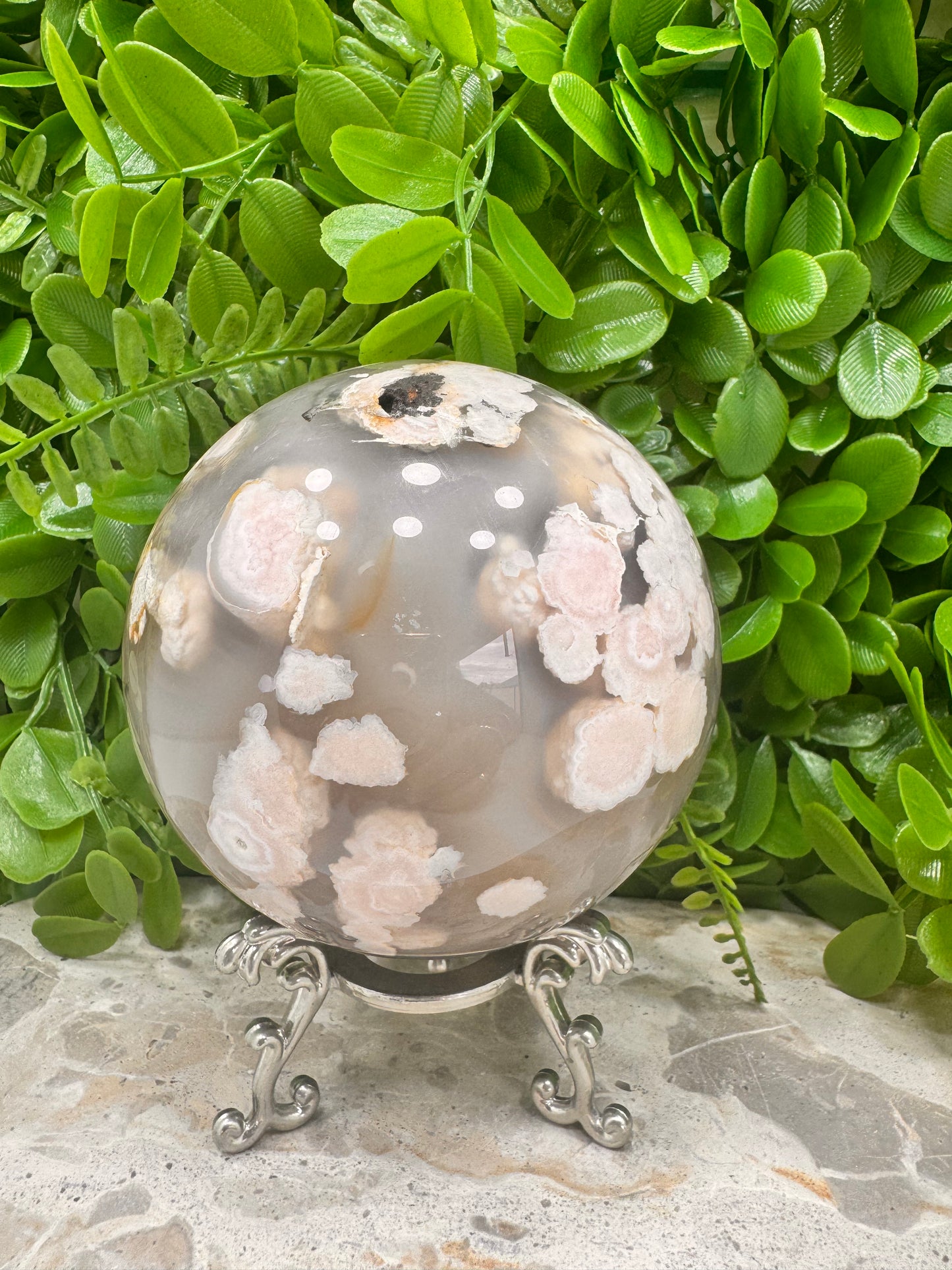 Flower Agate Sphere 1314g