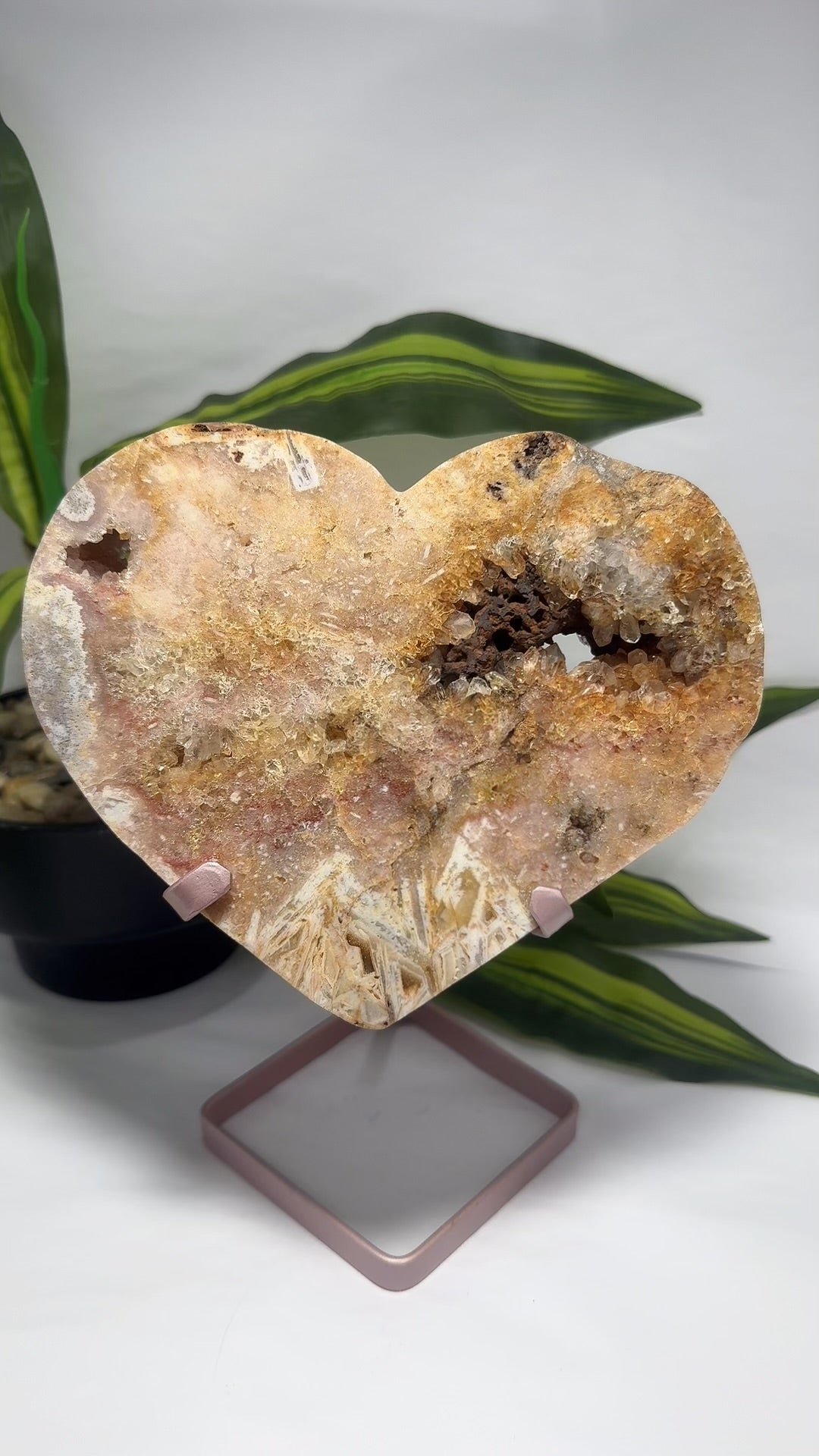 Pink Amethyst Heart on Stand 1638g