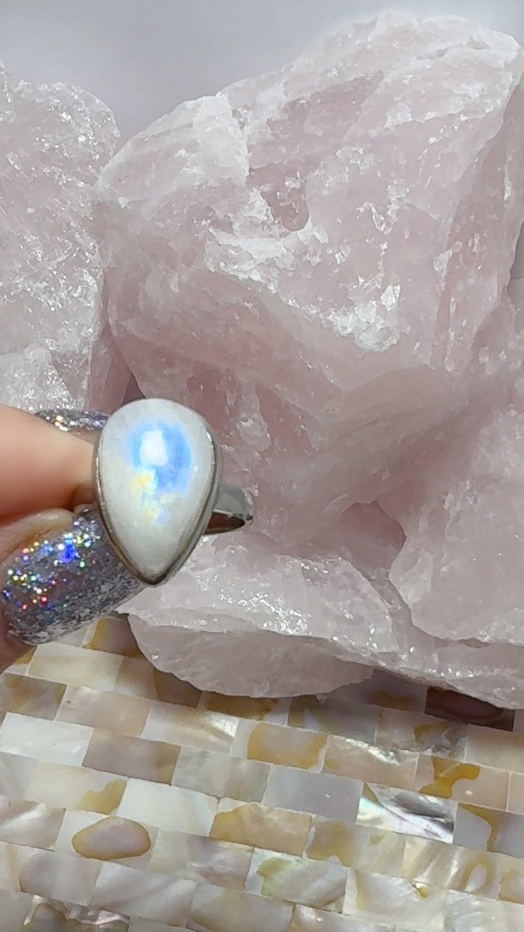 Moonstone Silver Ring Sz7 S925