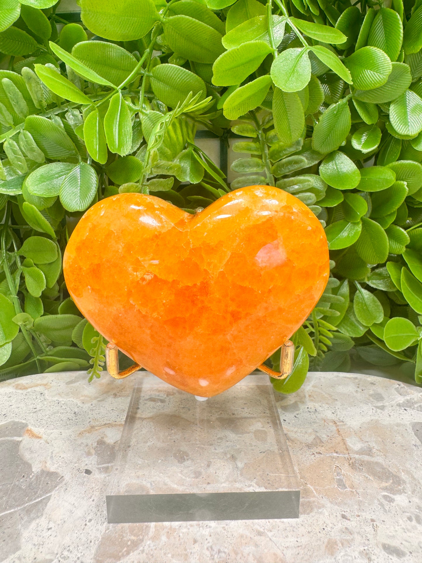 Crystalised Orange Calcite Heart 328g