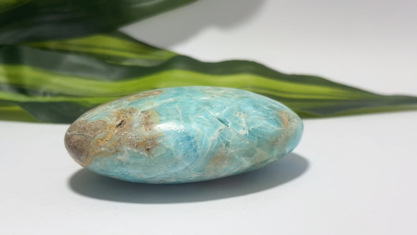 Blue Aragonite Palm Stone 172g