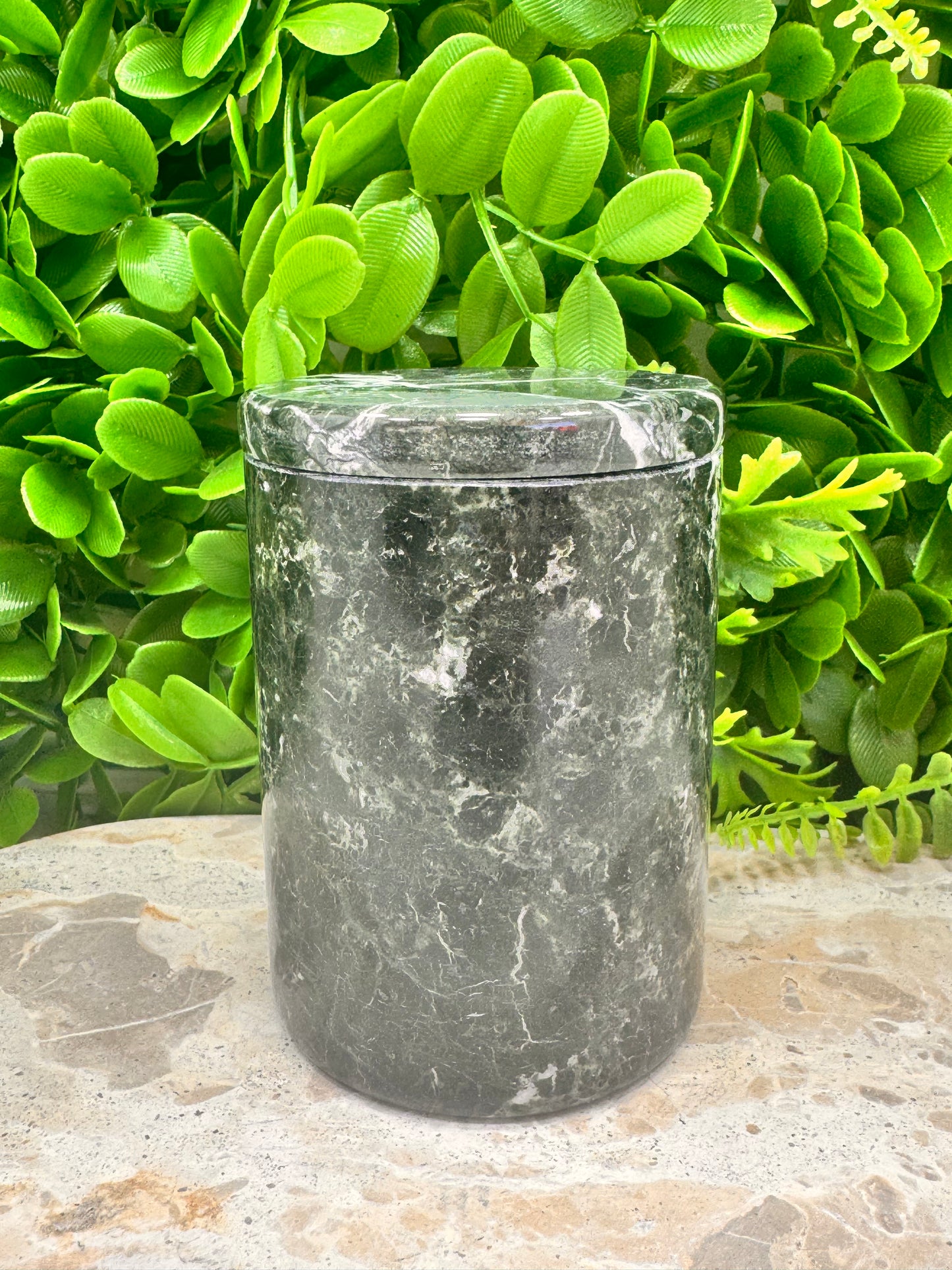 Black Zebra Jasper Jar with lid 2 pce 598g