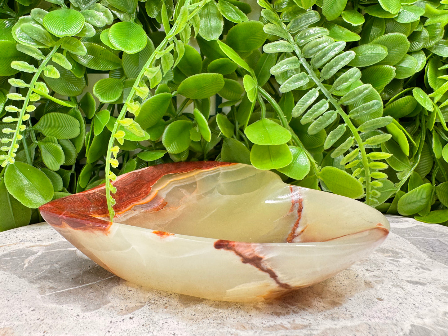 Green Banded Onyx Heart Bowl 324g