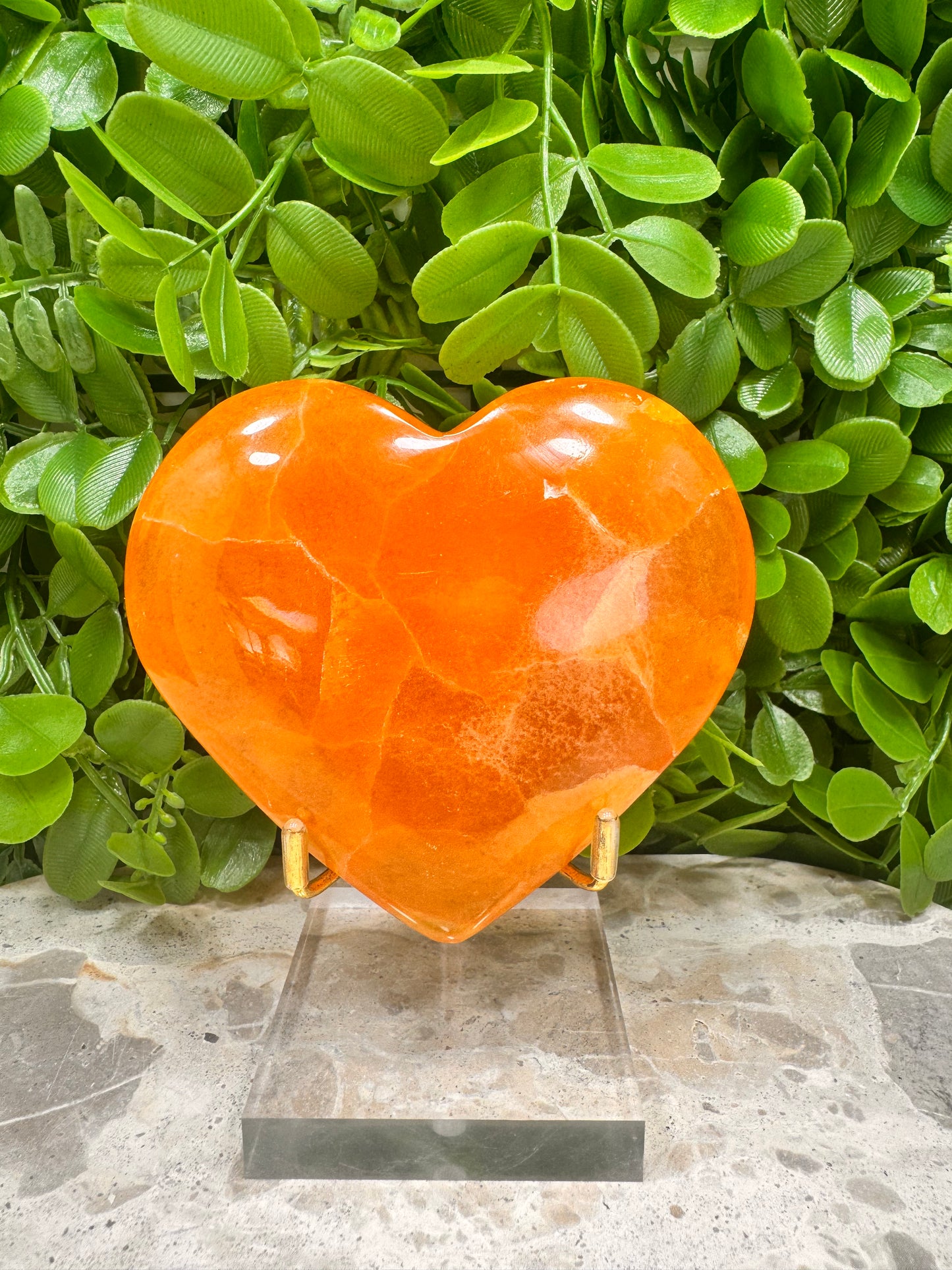 Crystalized Orange Calcite Heart 400g
