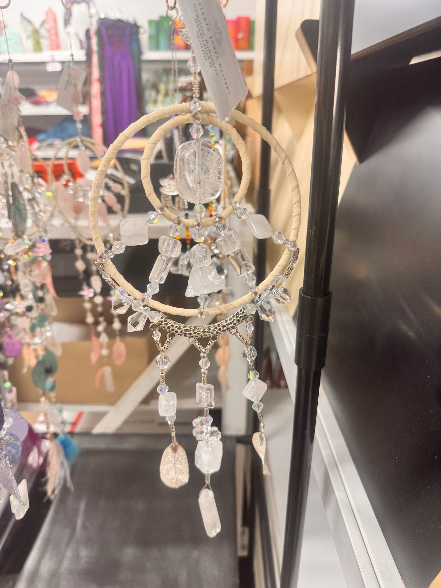 Clear & Cloudy Quartz Mandala Hanger