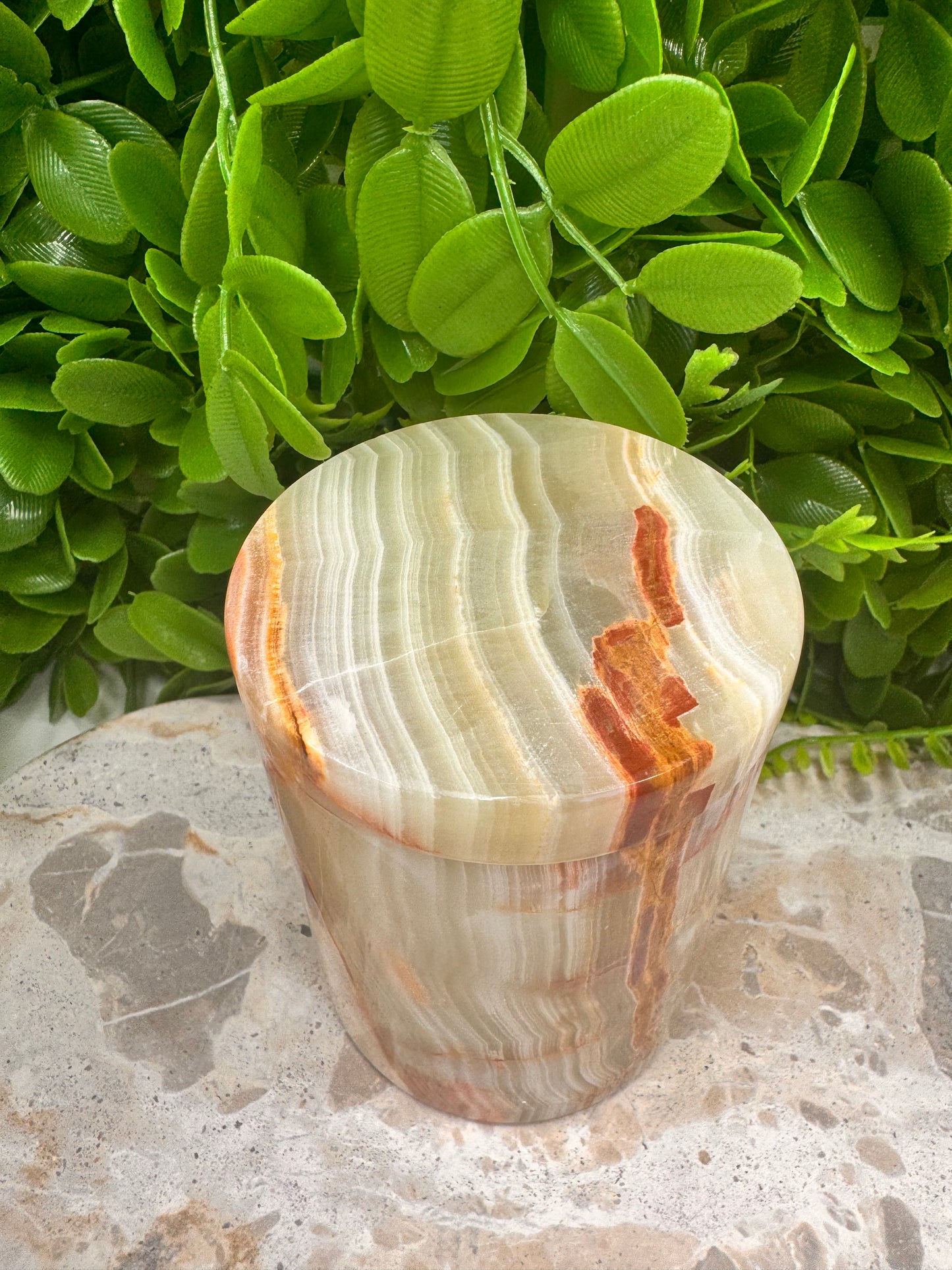 Green Banded Onyx Jar with lid 2 pce 542g