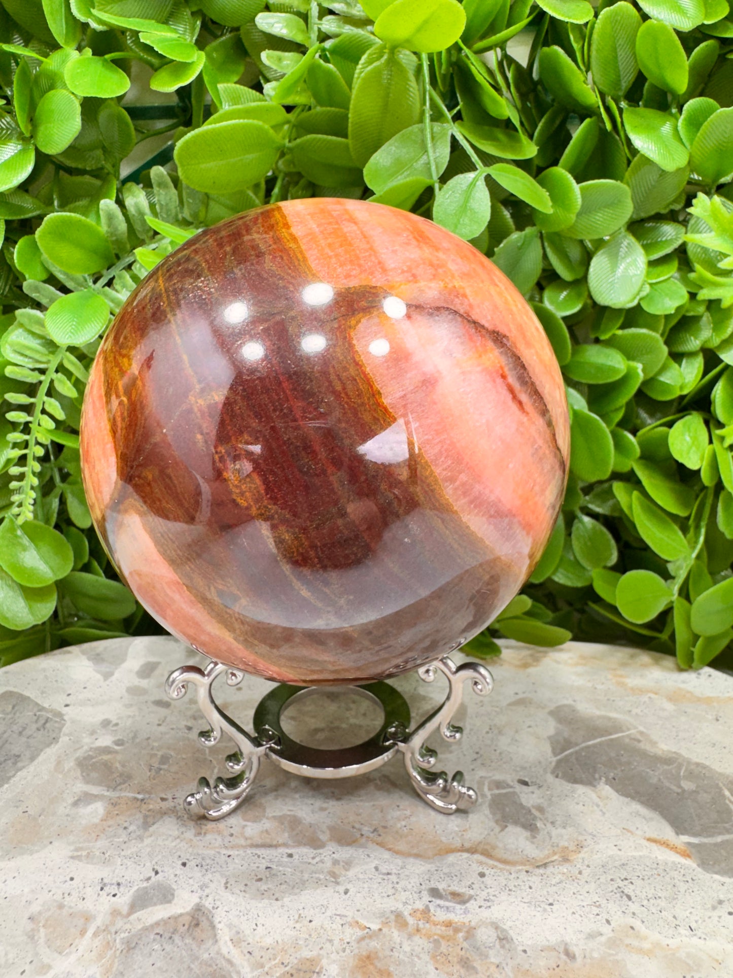 Peach Banded Calcite Spheres 1568g
