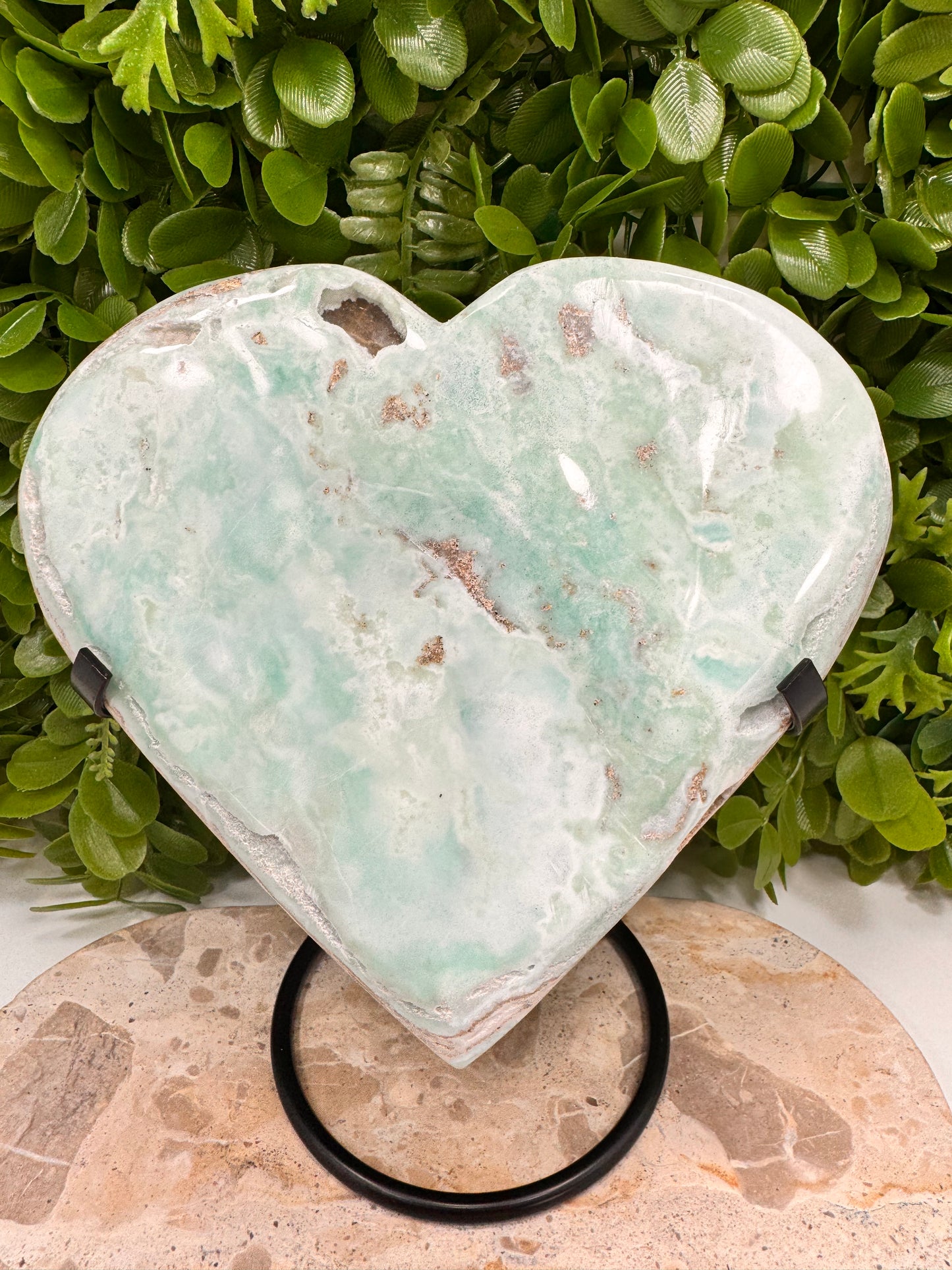 Blue Aragonite Heart 1402g