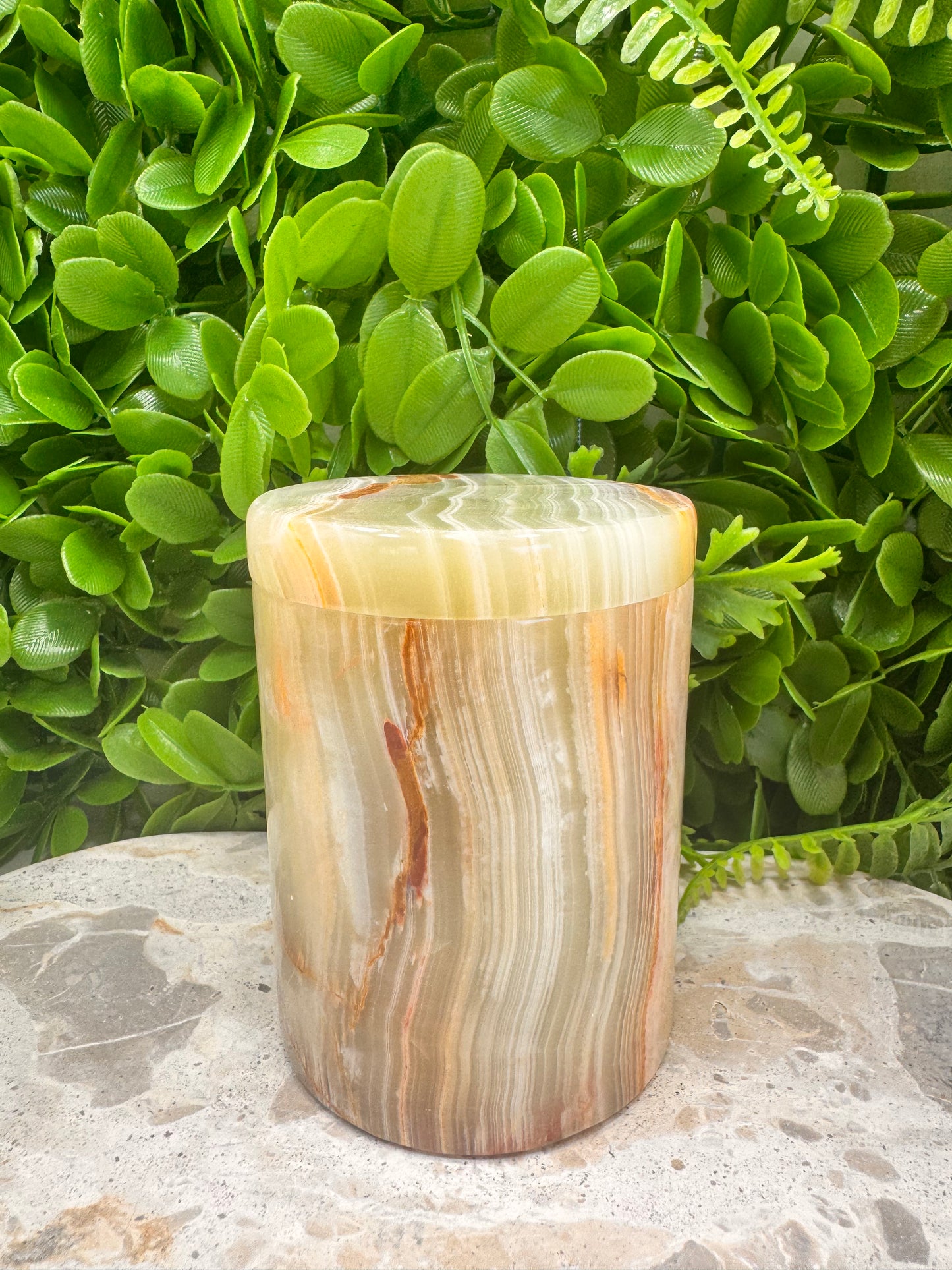 Green Banded Onyx Jar with lid 2 pce 542g