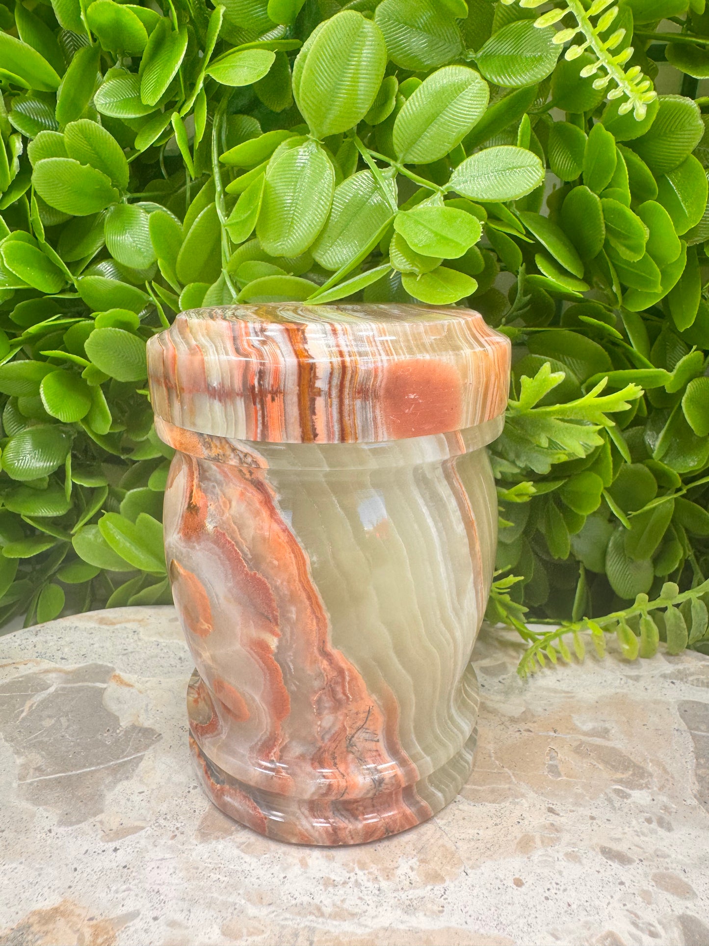 Green Banded Onyx Jar with lid 2 pce 570g