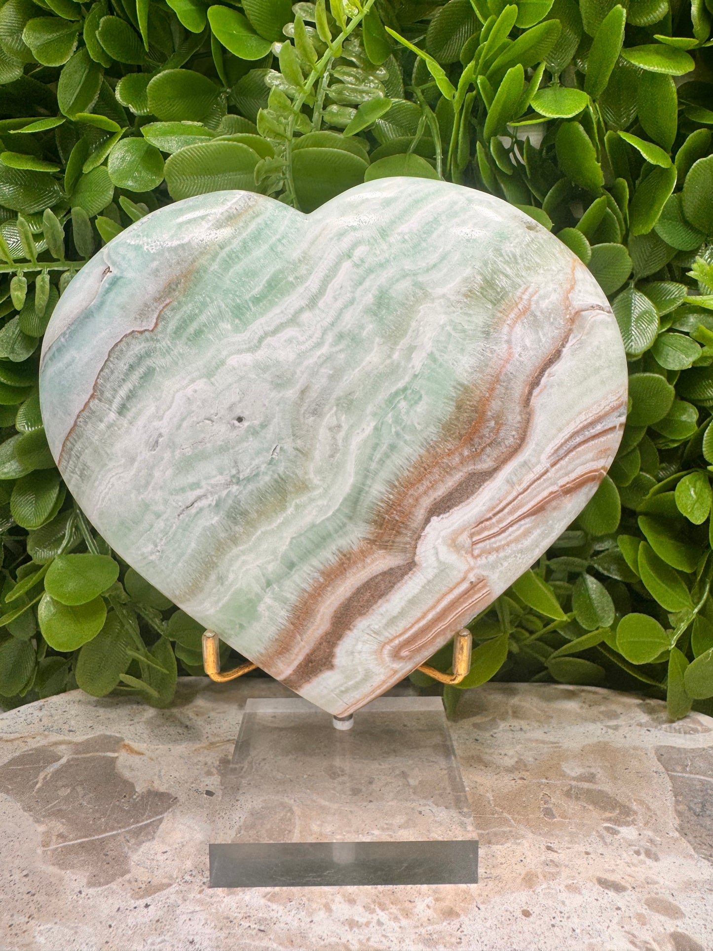 Blue Caribbean Calcite Heart 1086g