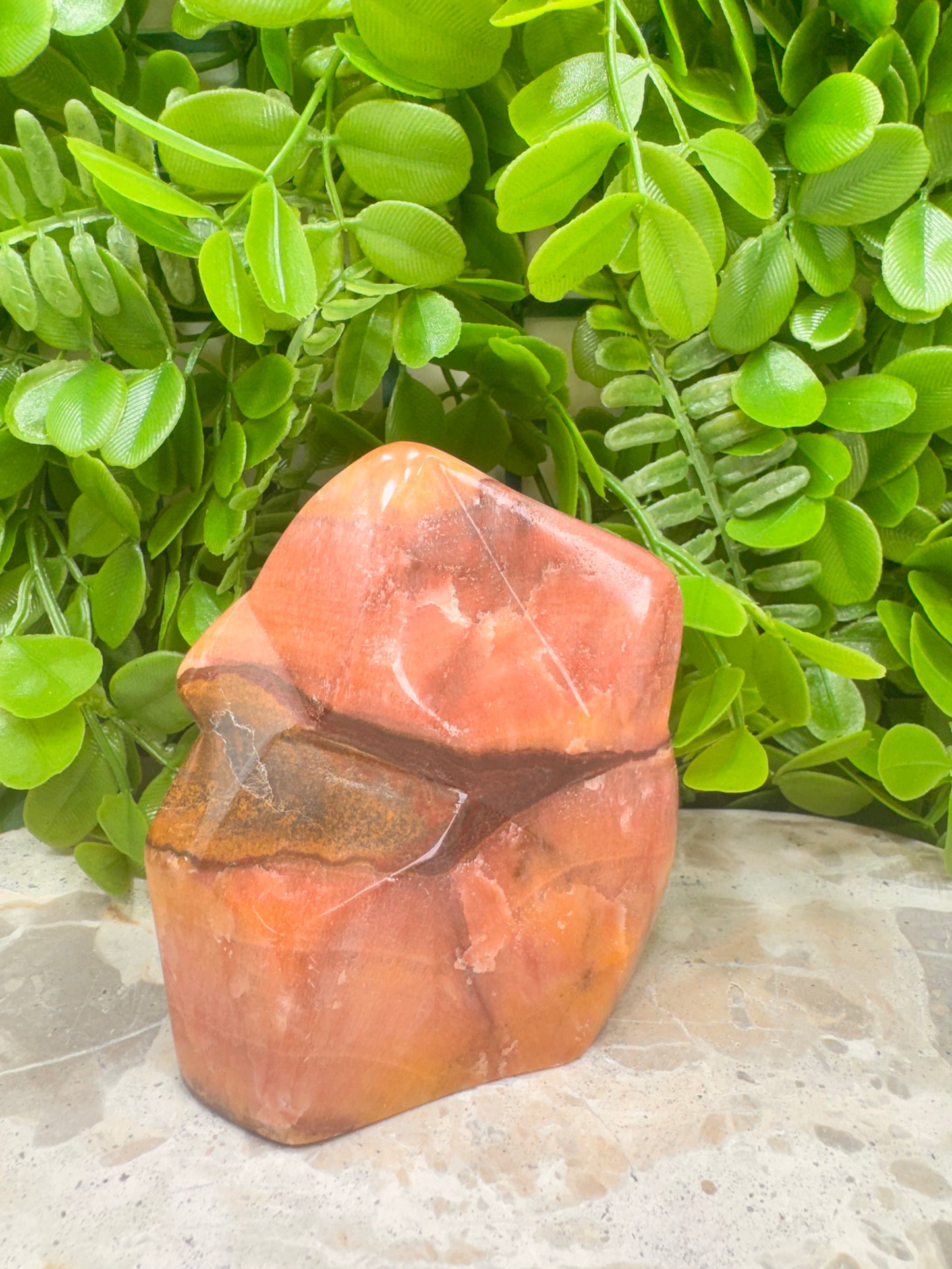 Peach Banded Calcite Freeform 362g