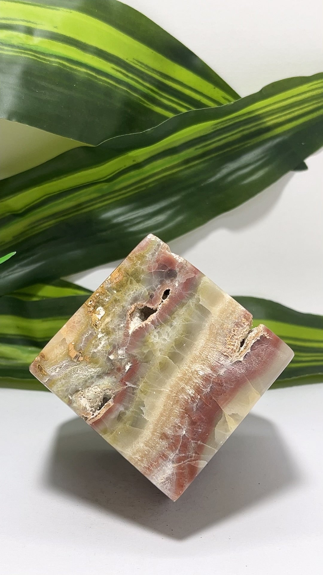 Pink Pistachio Calcite Cube 488g