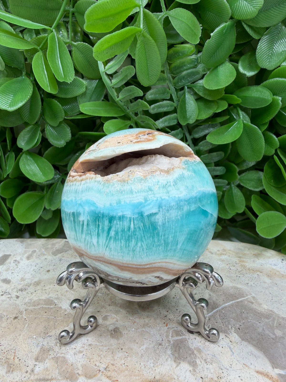 Blue Smithsonite Sphere | Calm • Compassion • Emotional Healing