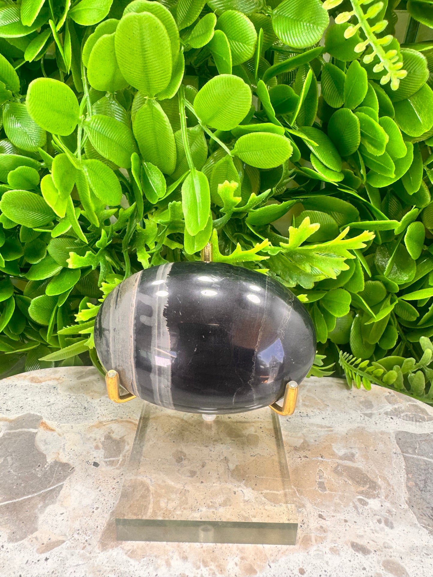 Black Banded Onyx Palm Stone 150g