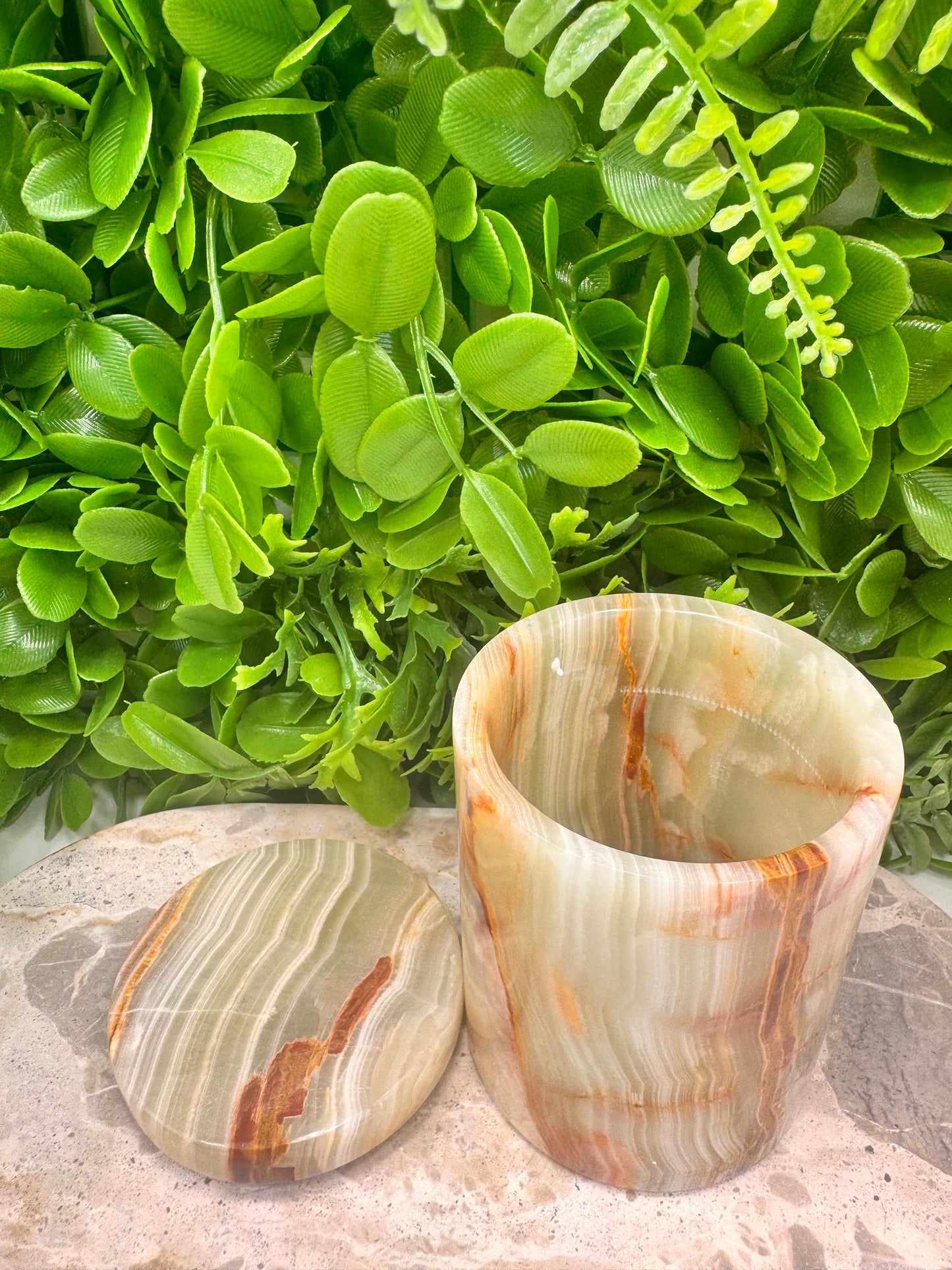 Green Banded Onyx Jar with lid 2 pce 542g