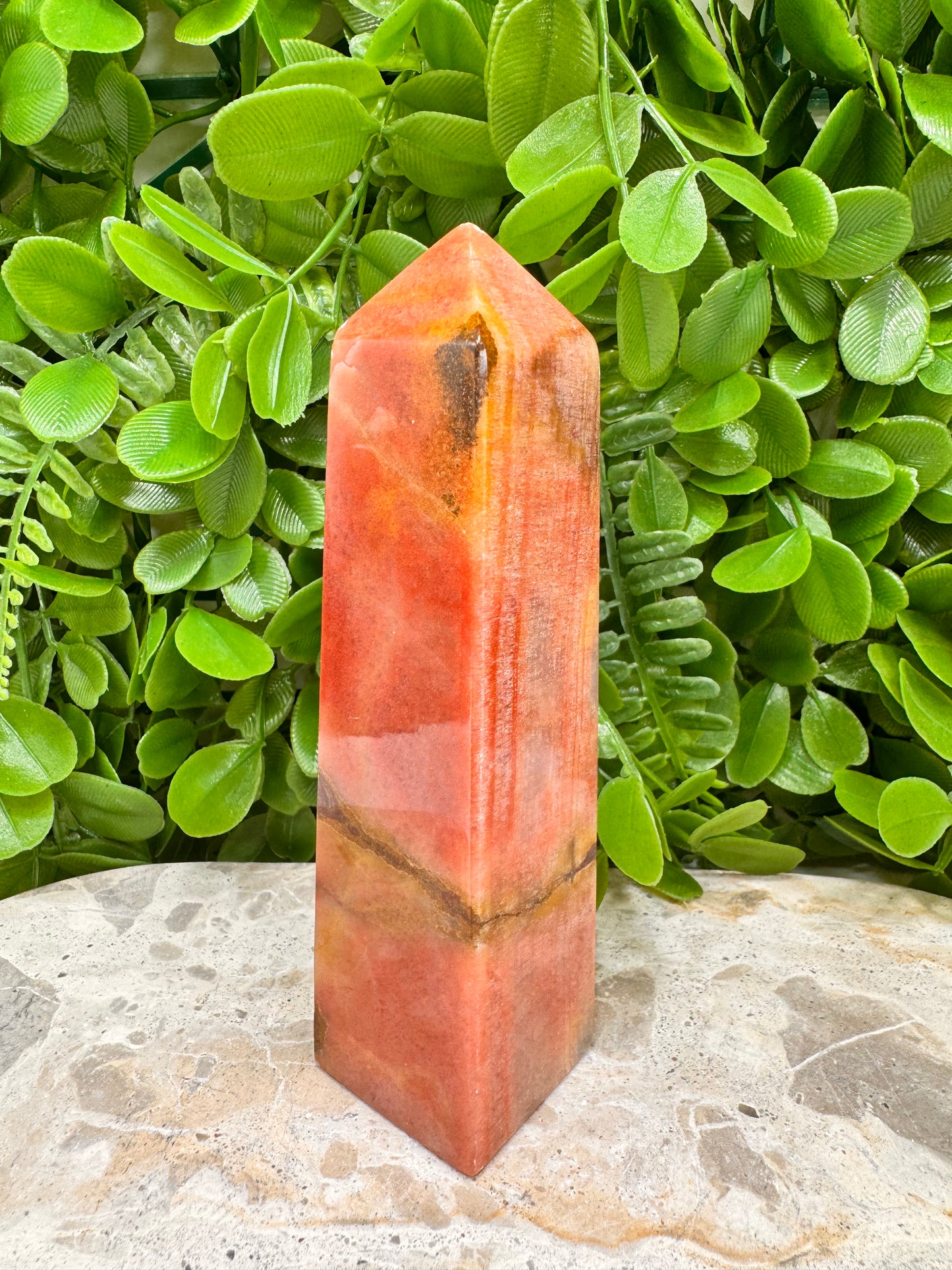 Peach Banded Calcite Tower 340g