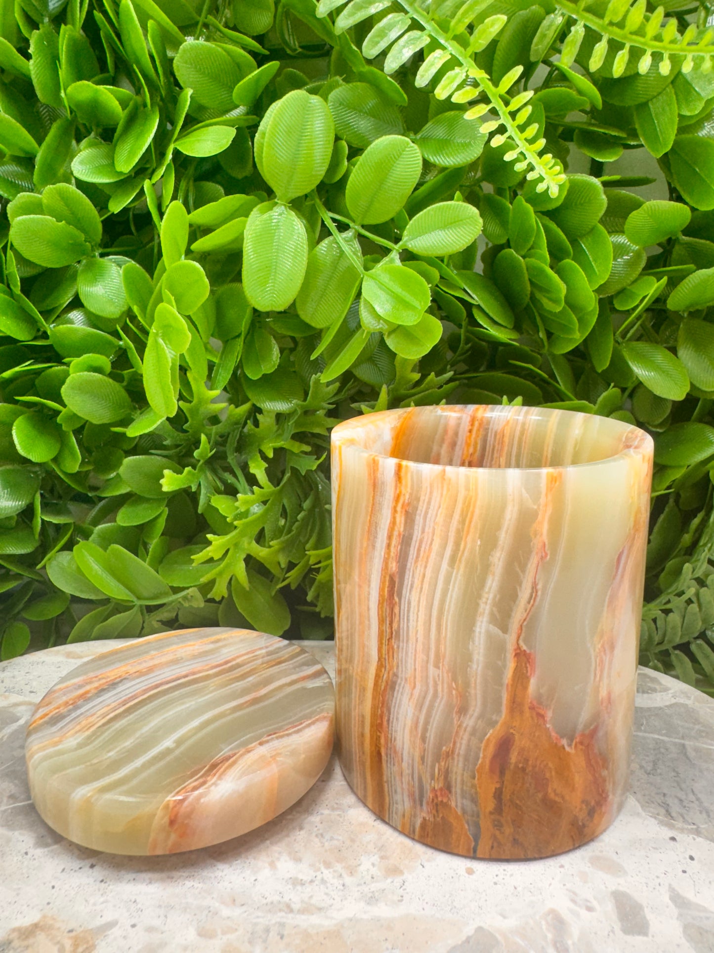 Green Banded Onyx Jar with lid 2 pce 608g