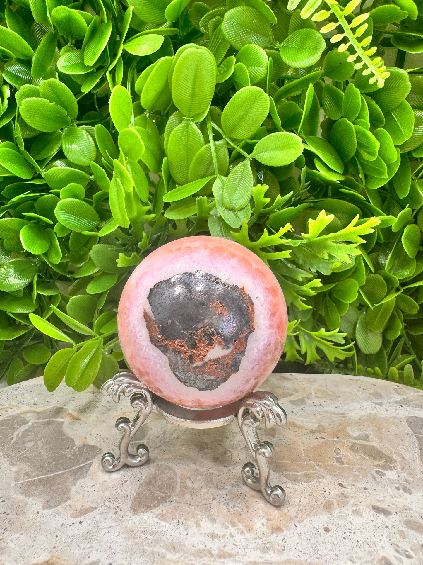 Pink Aragonite Sphere 412g