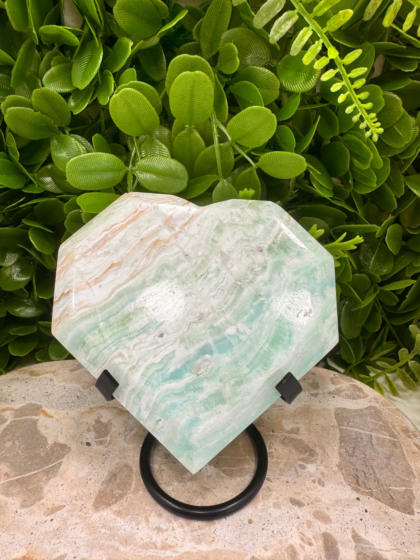 Caribbean Calcite Faceted Heart 566g