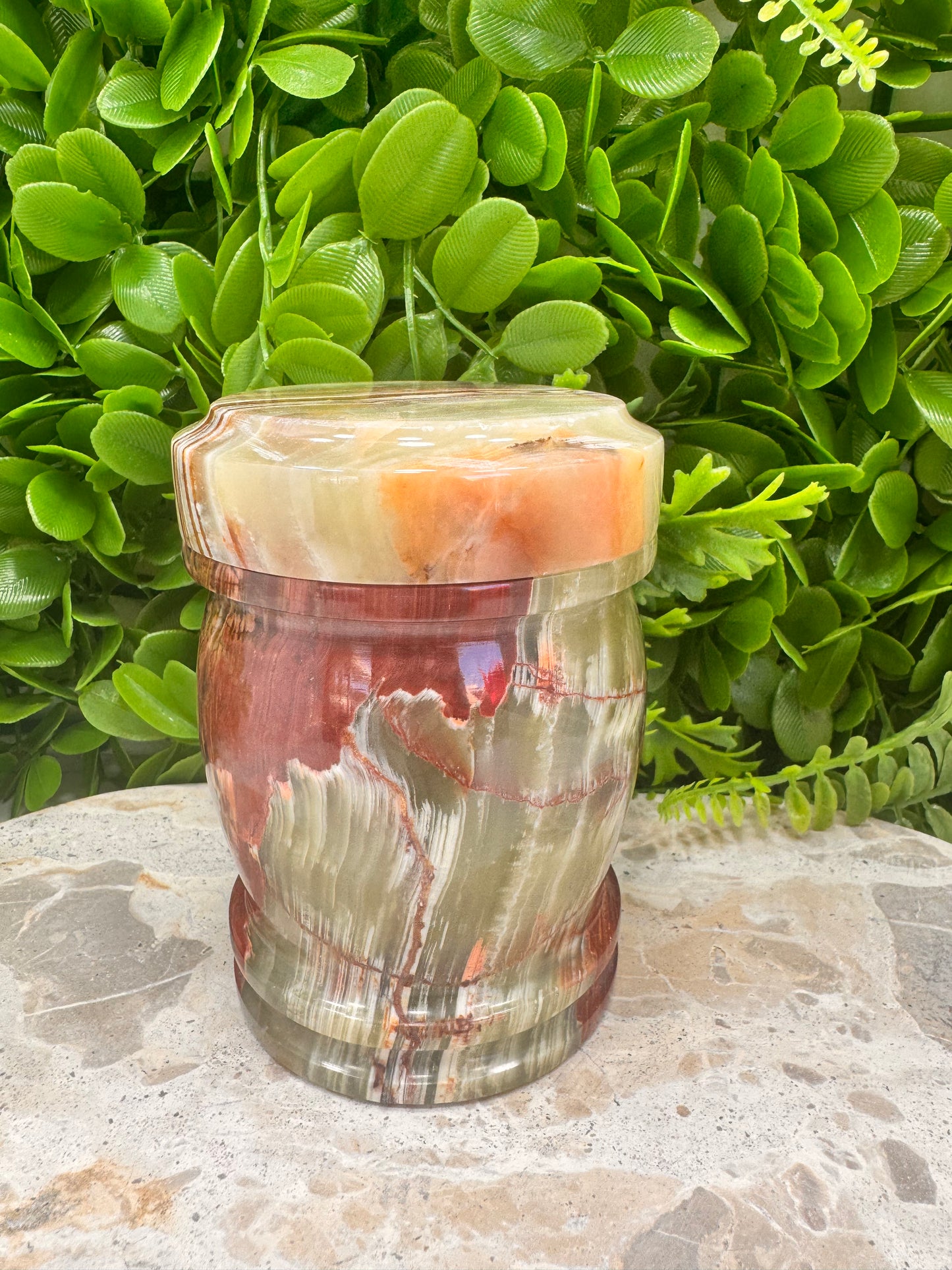 Green Banded Onyx Jar with lid 2 pce 580g