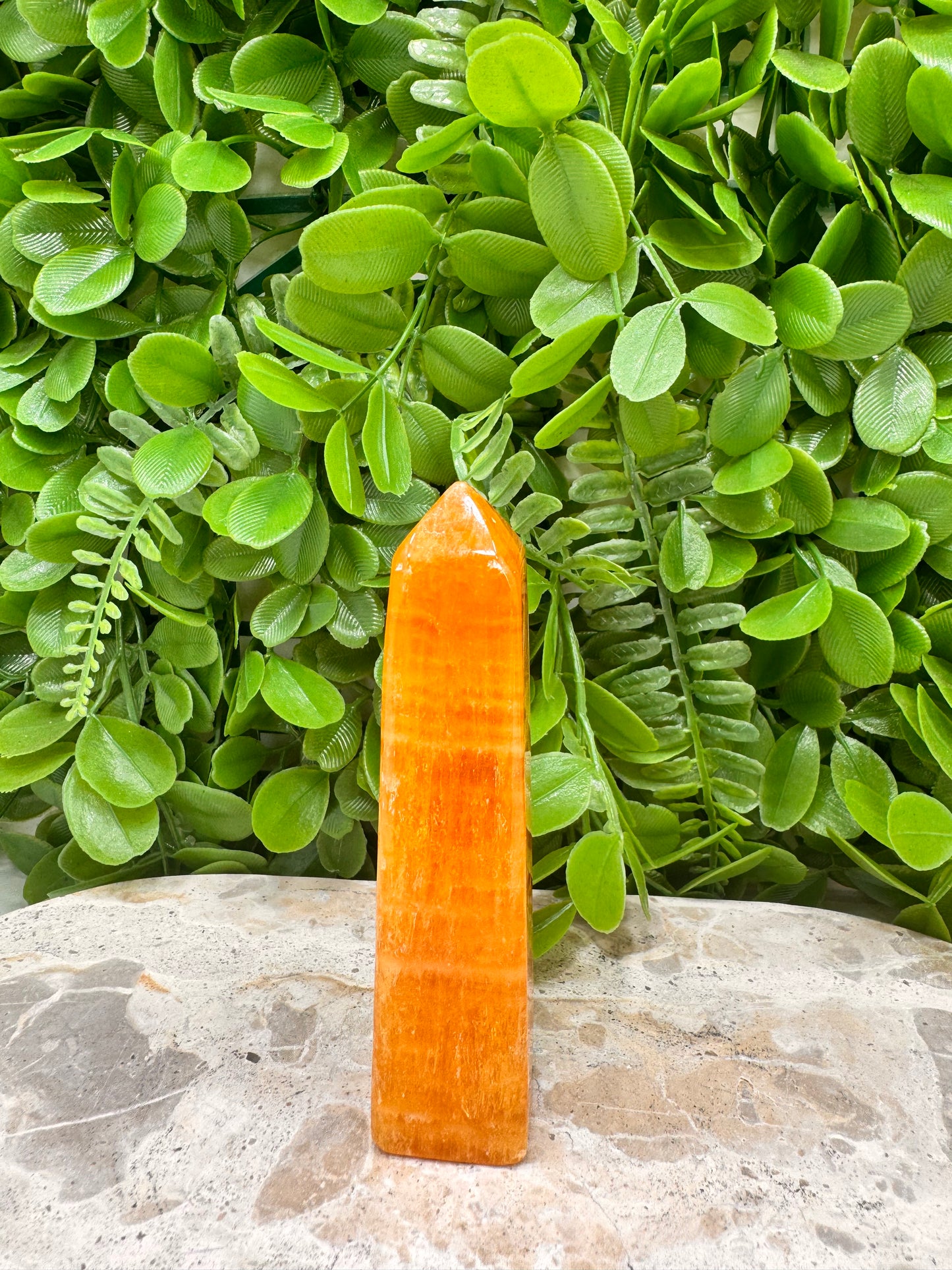 Crystalised Orange Calcite Point 156g