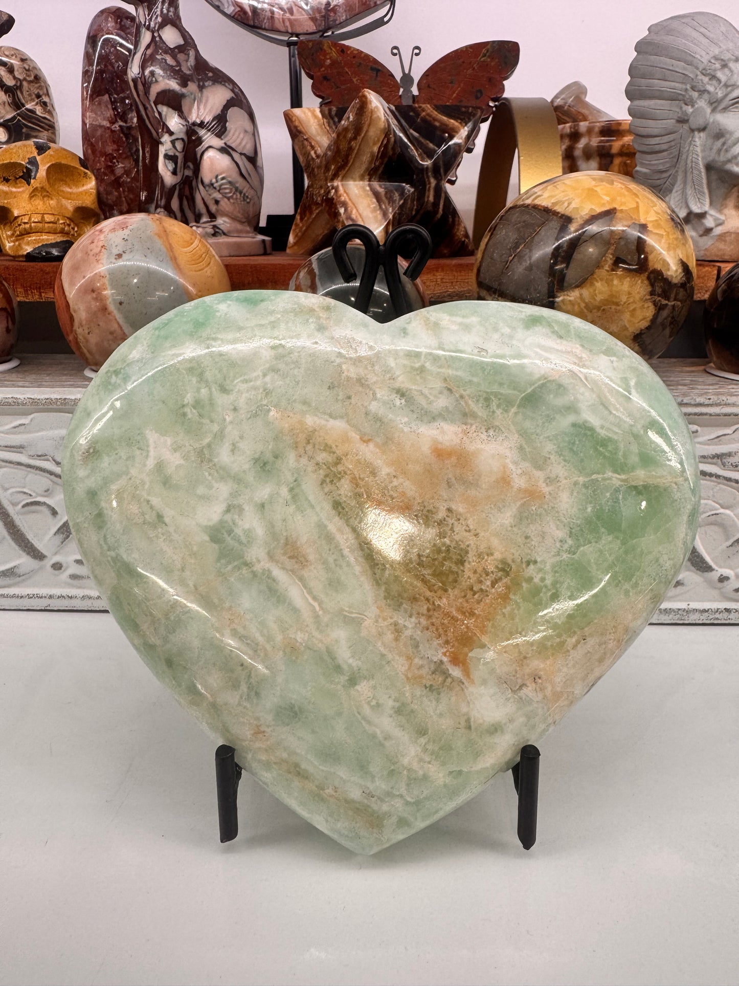 Aragonite & Smithsonite Heart 1092g