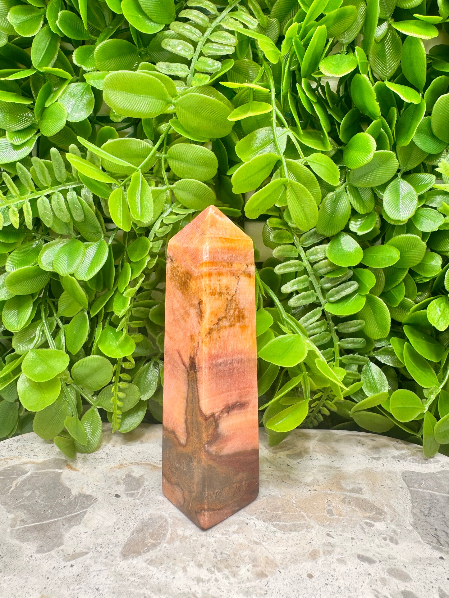 Peach Banded Calcite Tower 264g