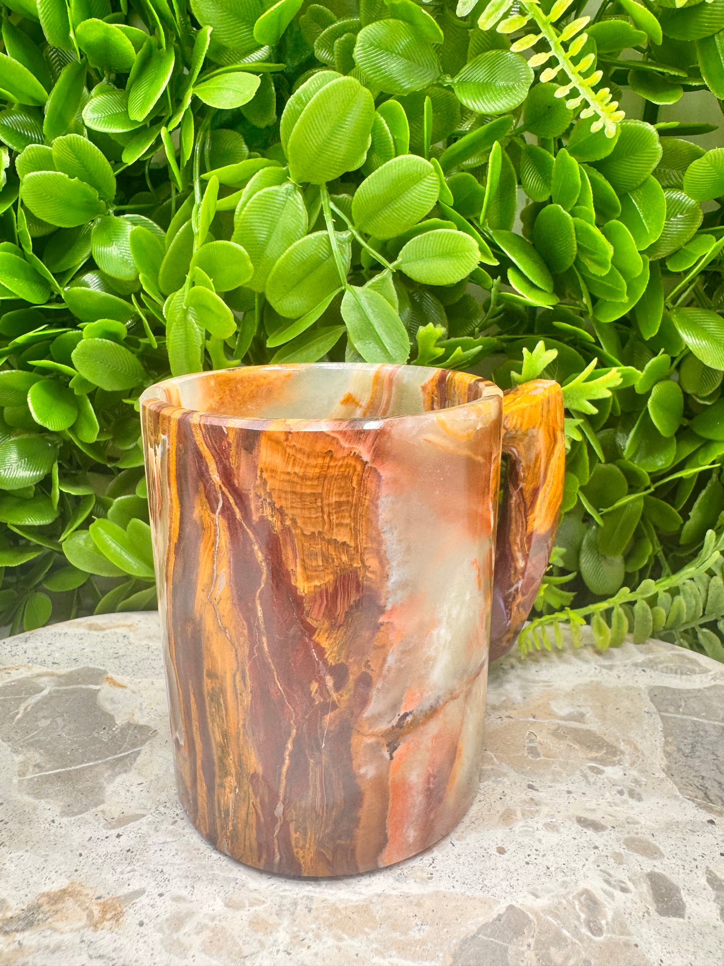 Green Banded Onyx Mug 390g