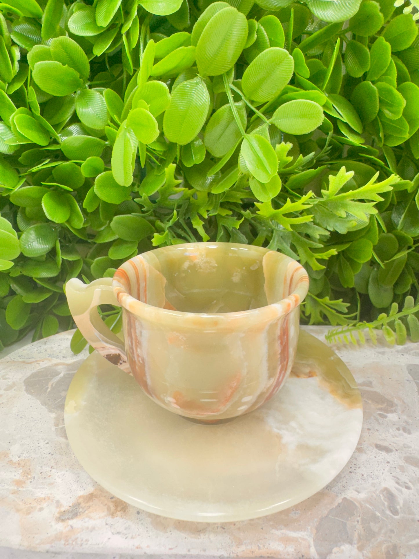 Green Banded Onyx Tea Set 2pce 358g