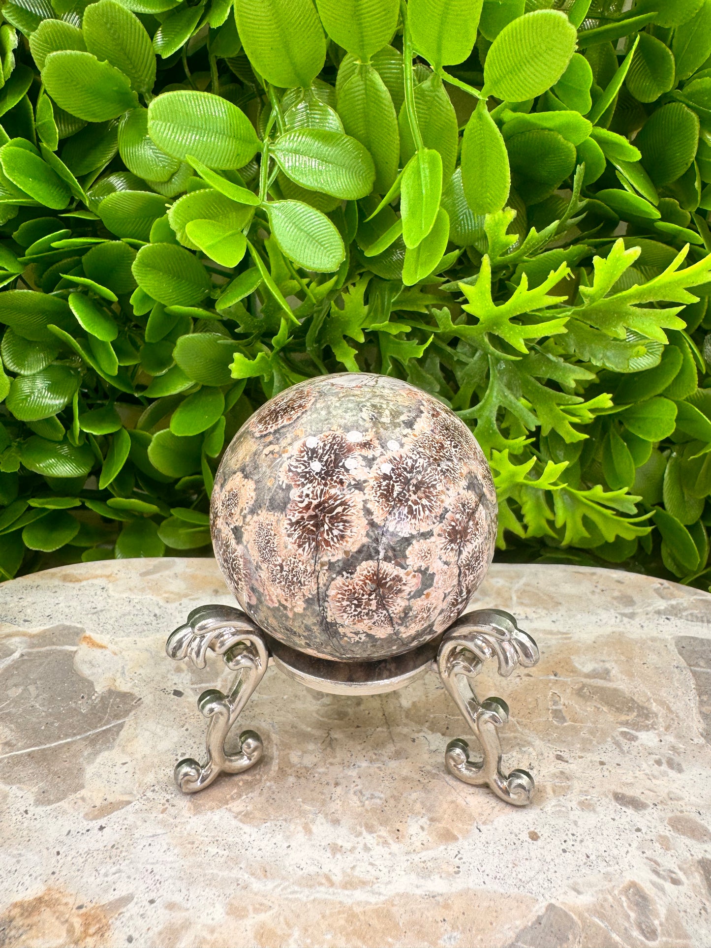 Russian Flower Agate Sphere 232g