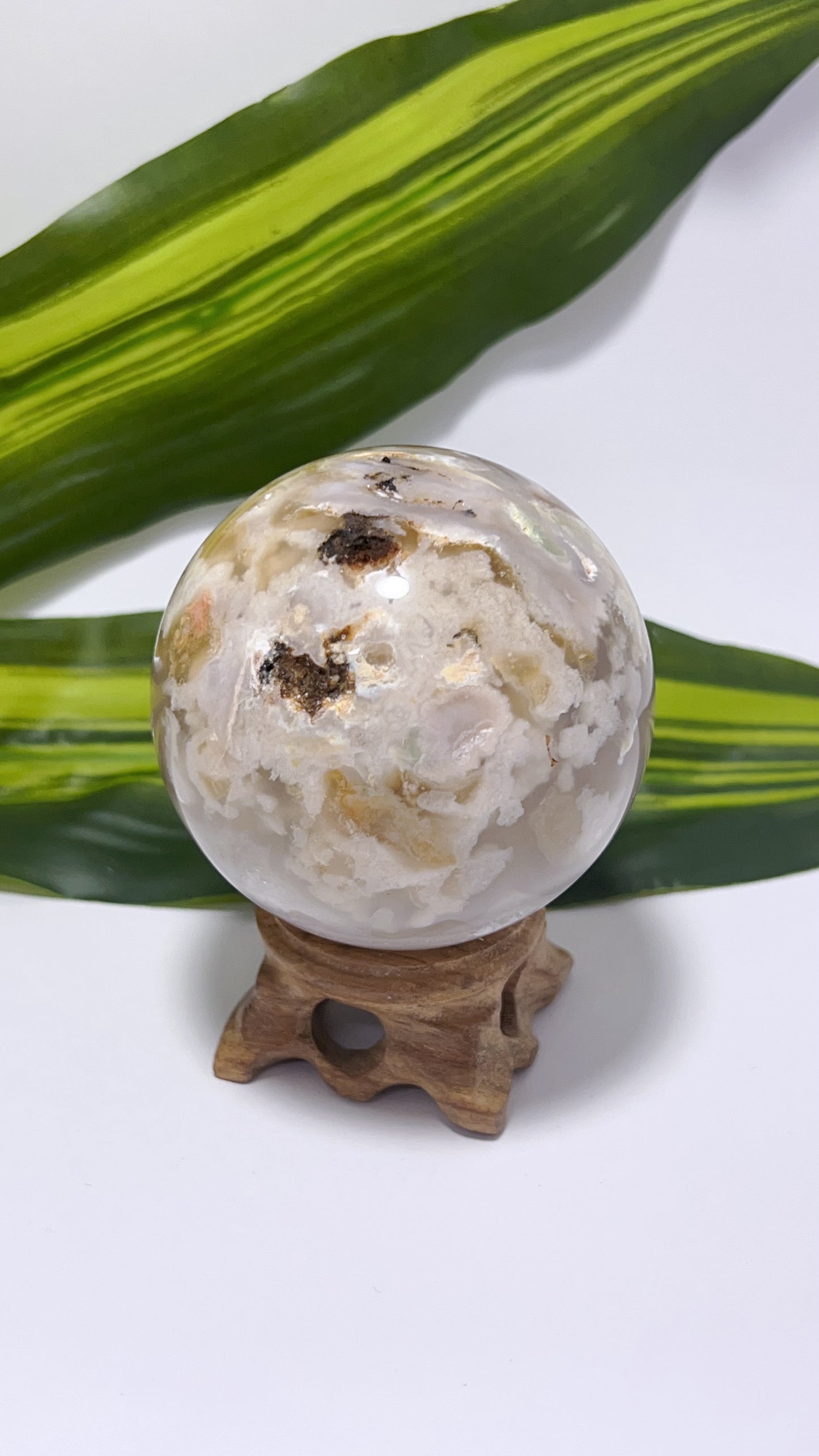 Flower Agate Sphere 346g