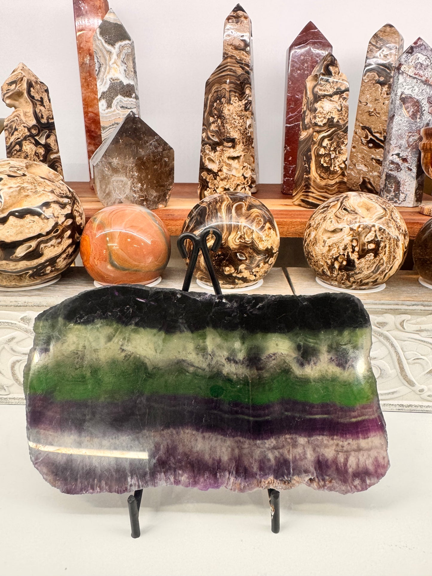 Fluorite Slab with Stand 667g