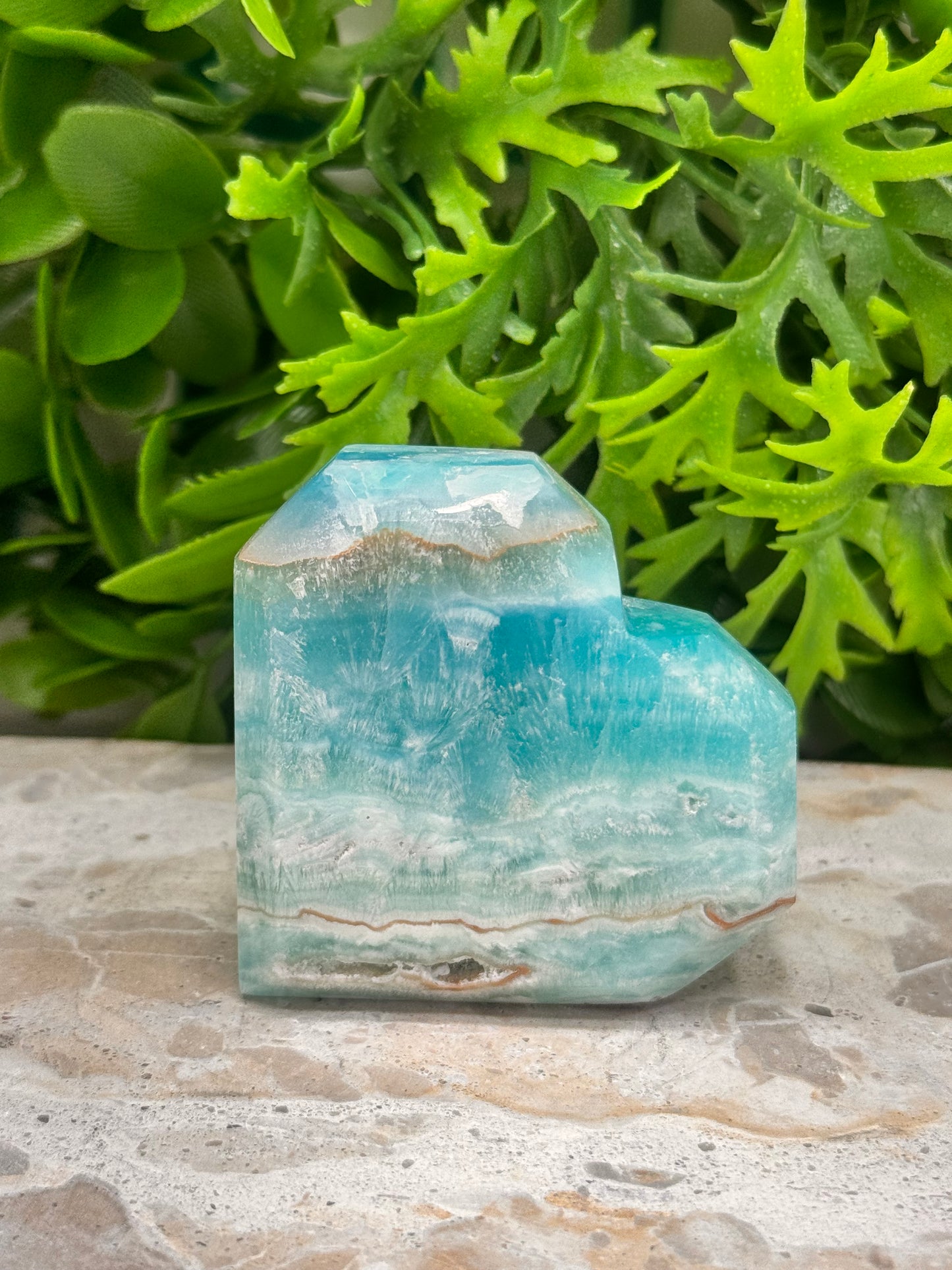 Blue Aragonite Faceted Heart 160g
