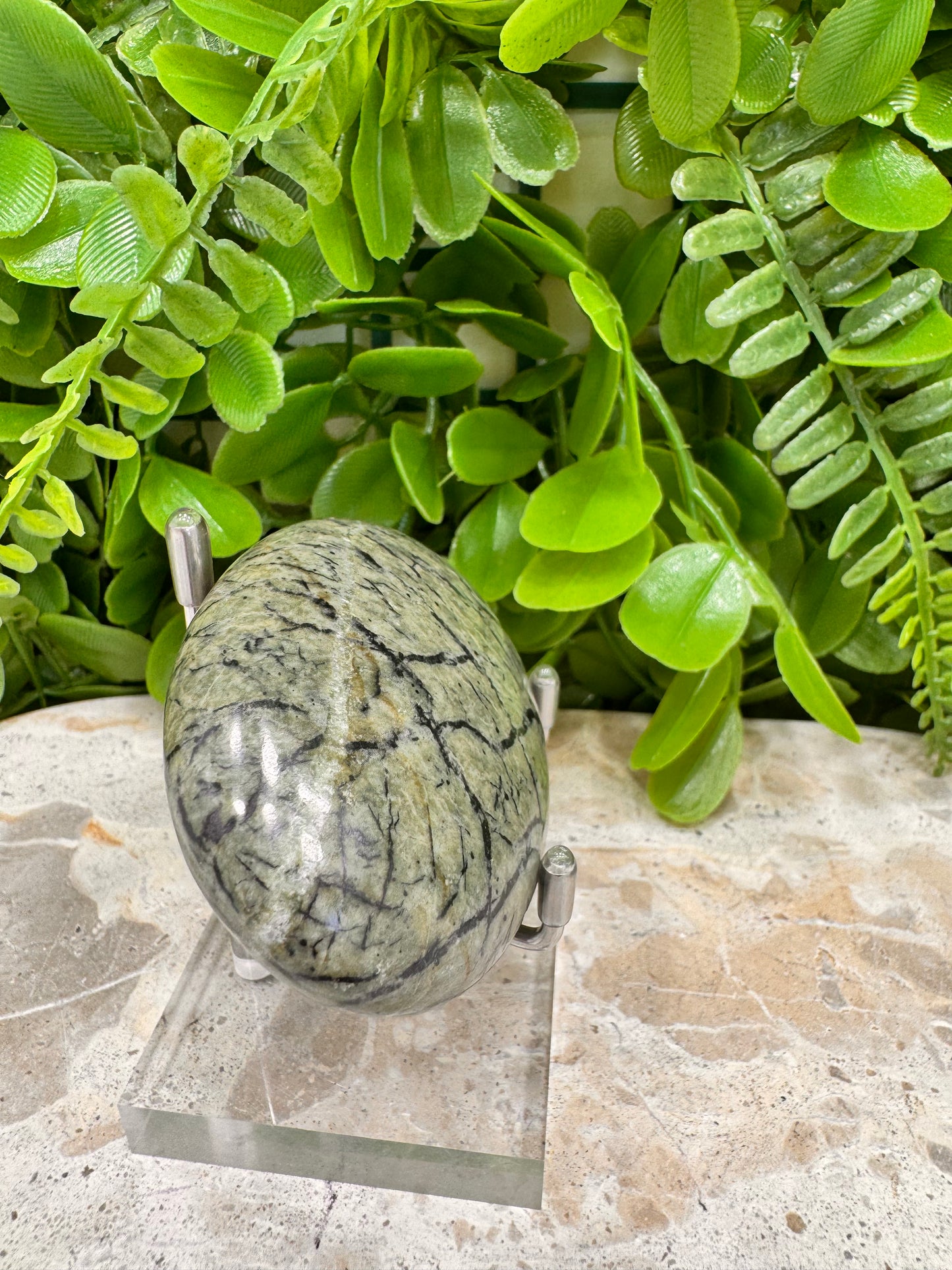 Black Vein Serpentine Palm Stone 136g