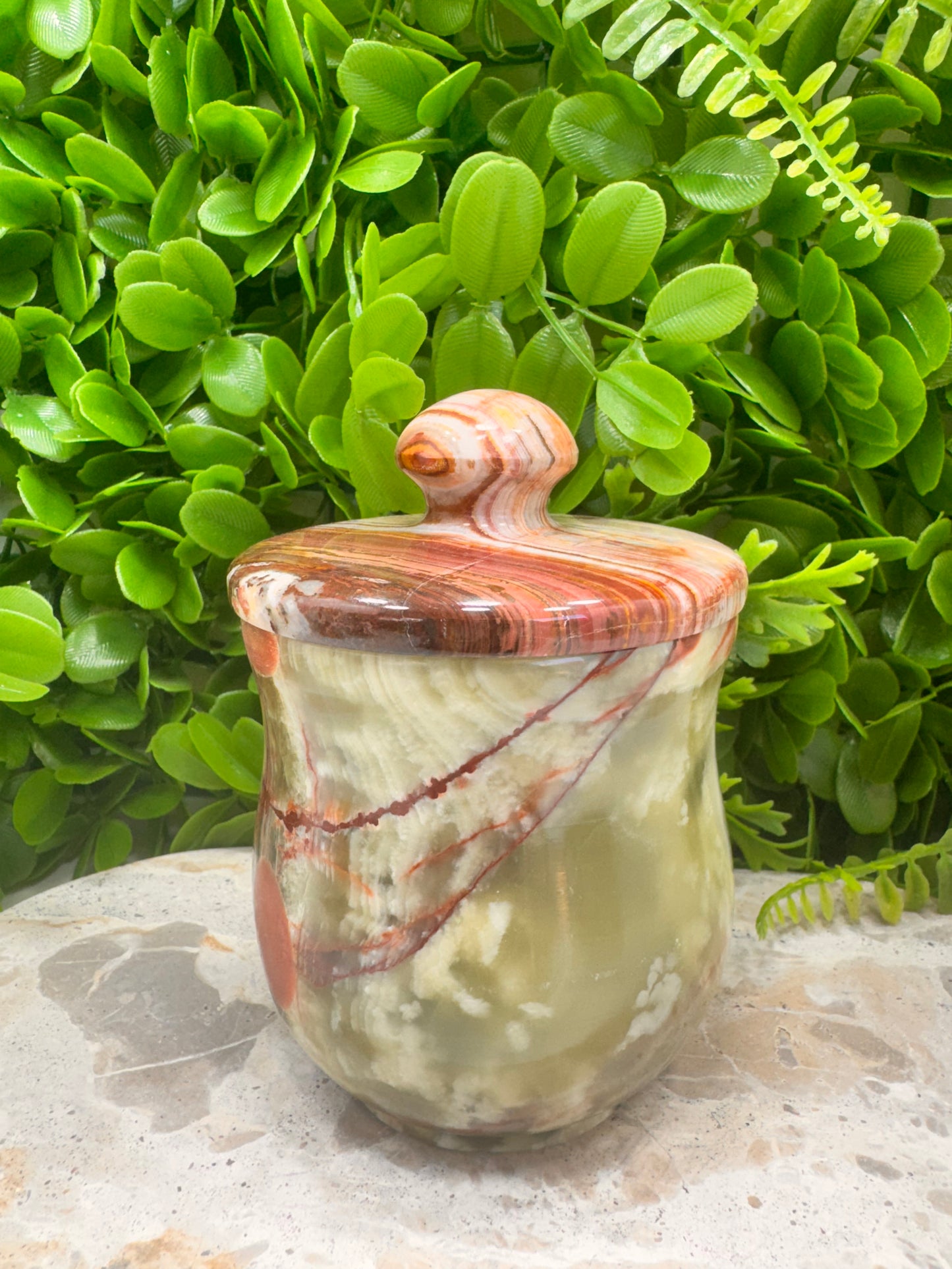 Green Banded Onyx Jar with lid 718g
