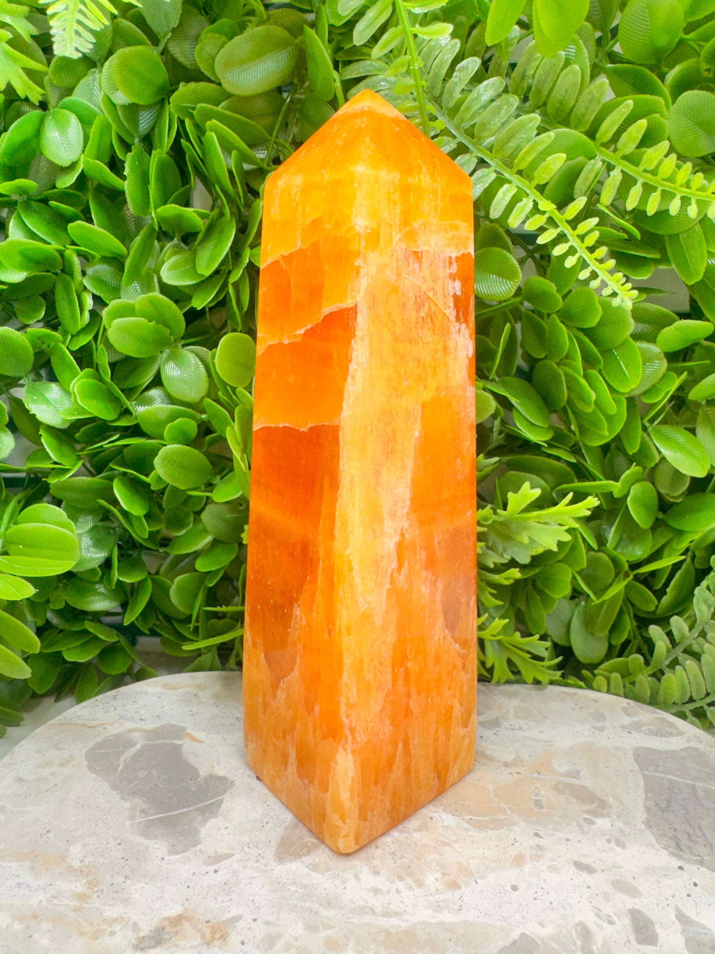 Crystalised Orange Calcite Tower 1368g