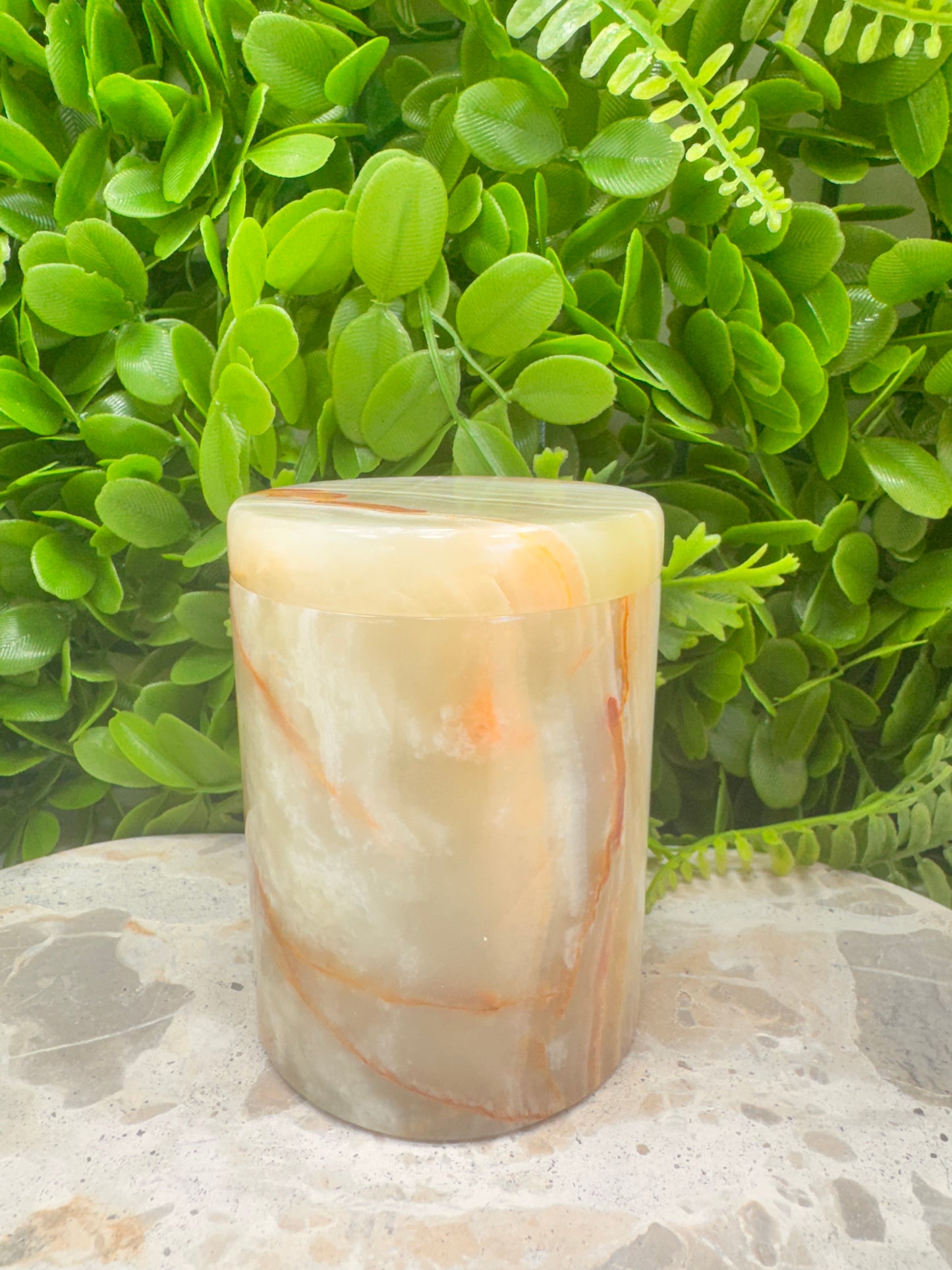 Green Banded Onyx Jar with lid 2 pce 542g