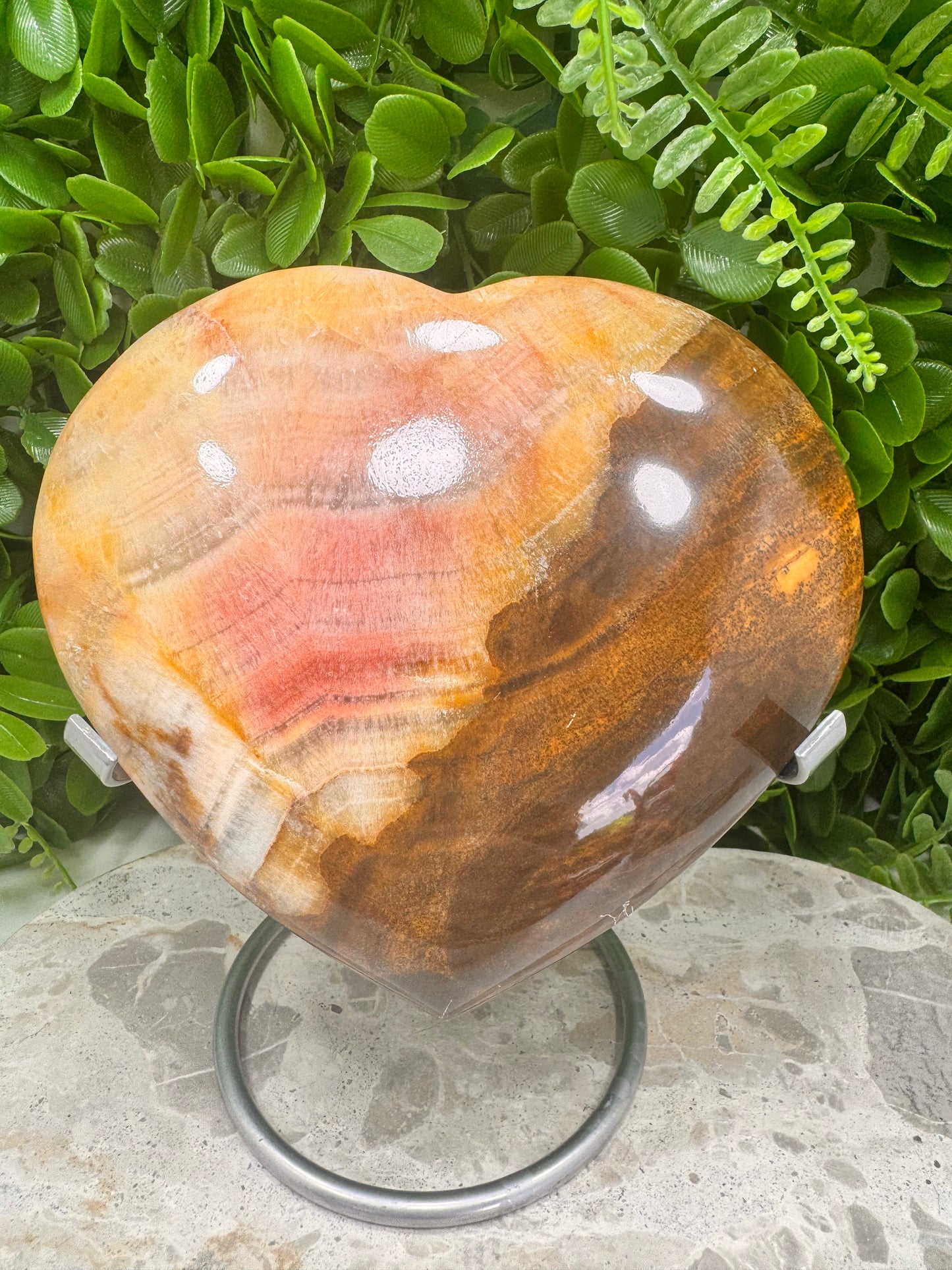 Peach Banded Calcite Heart 1192g