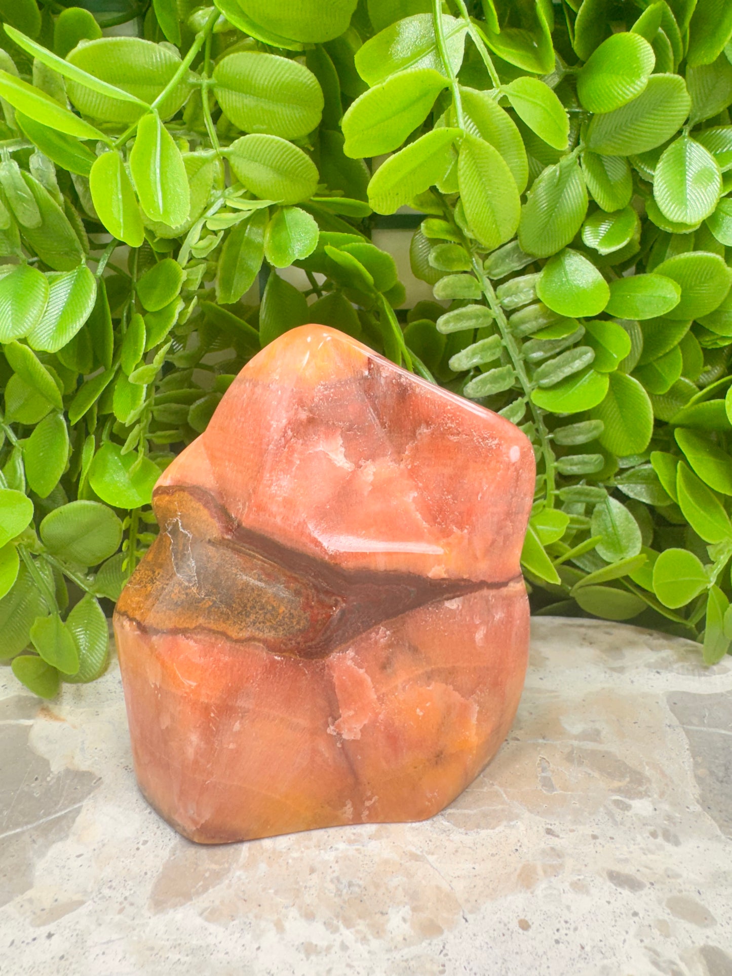 Peach Banded Calcite Freeform 362g